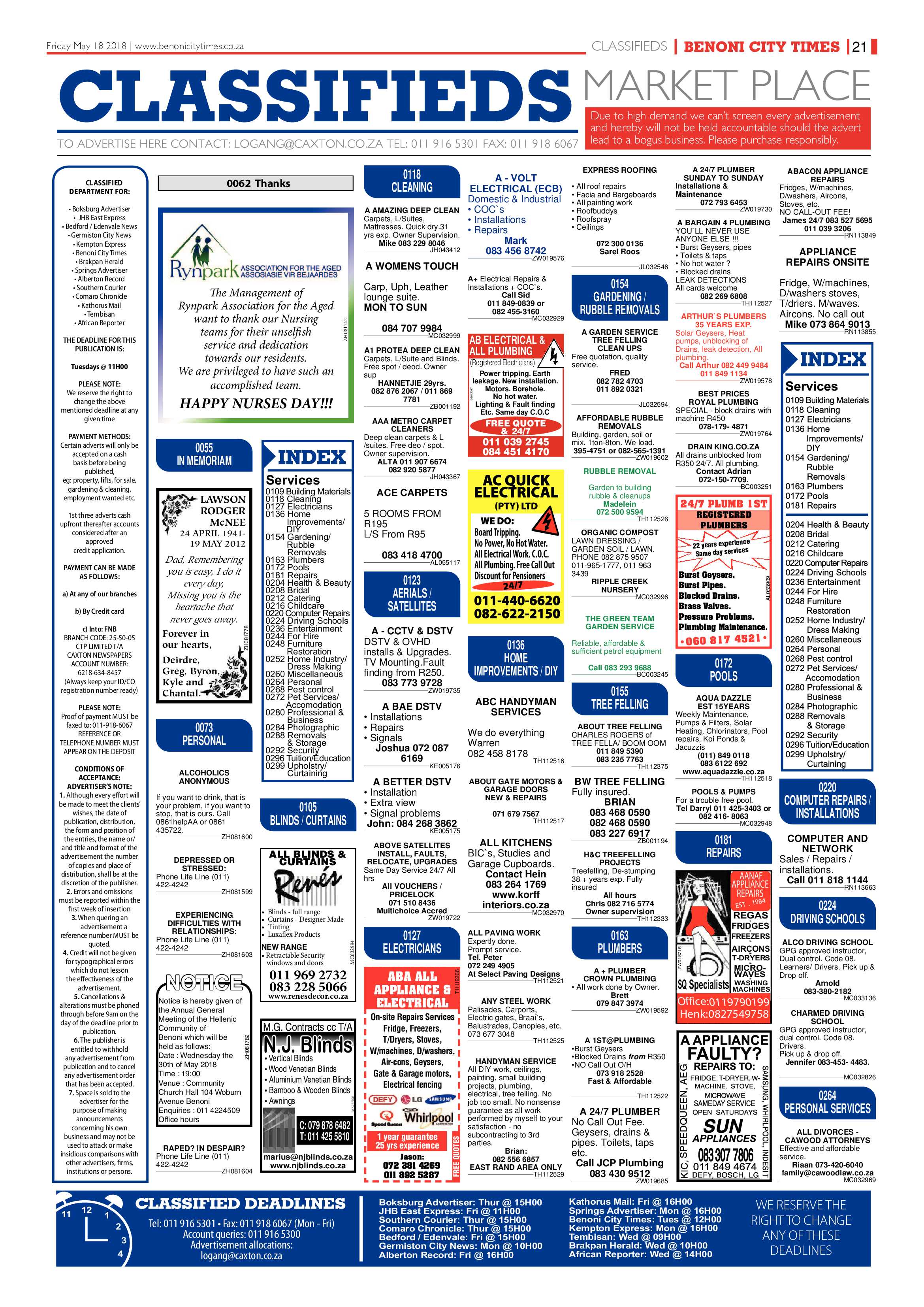 Benoni City Times 17 May 2018 page 21