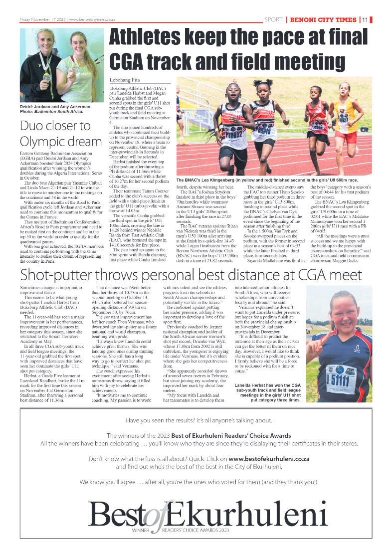 Benoni City Times 17 November 2023 page 11