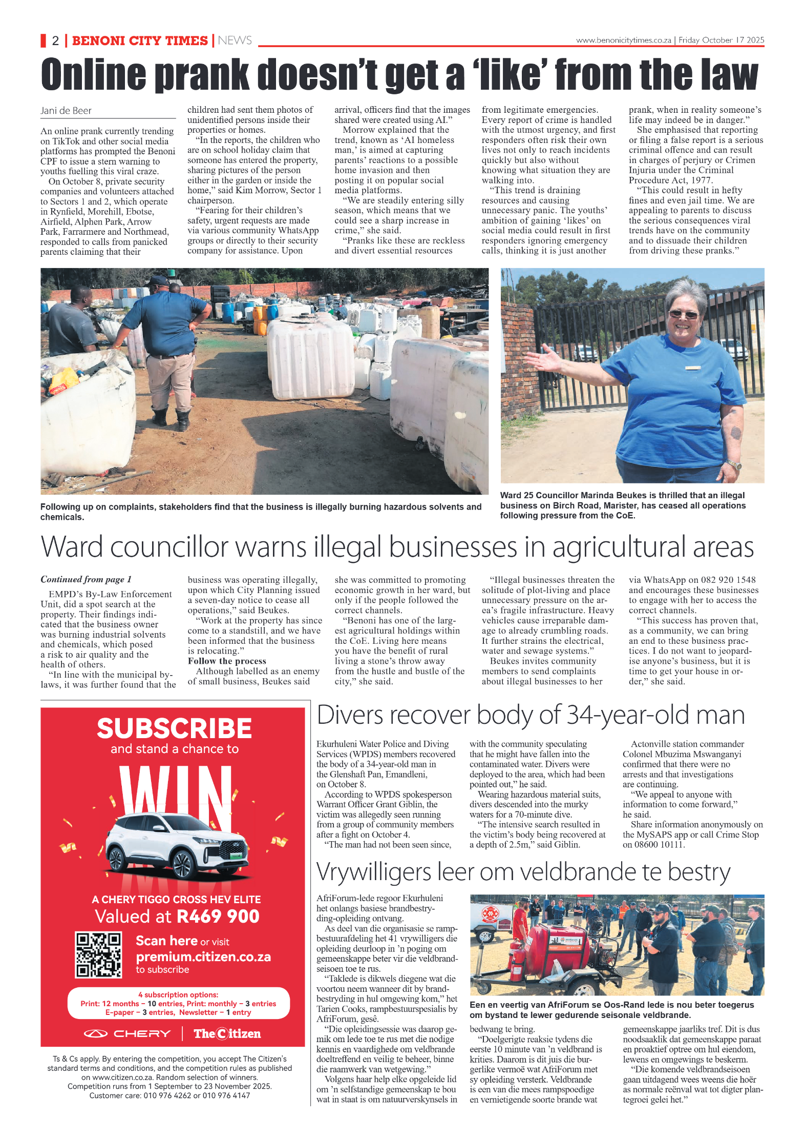 Benoni City Times 17 October 2025 page 2