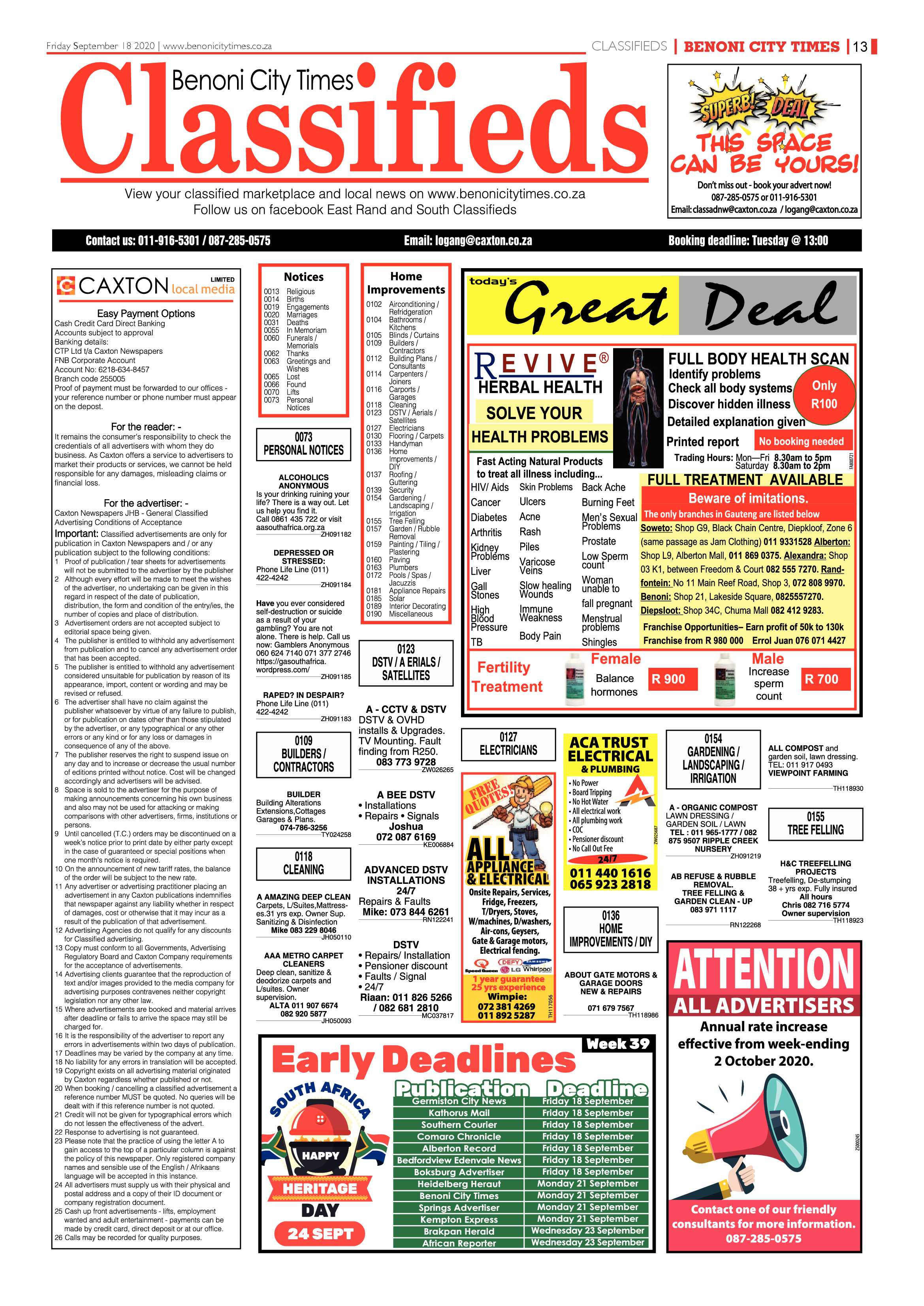 Benoni City Times 17 September 2020 page 13