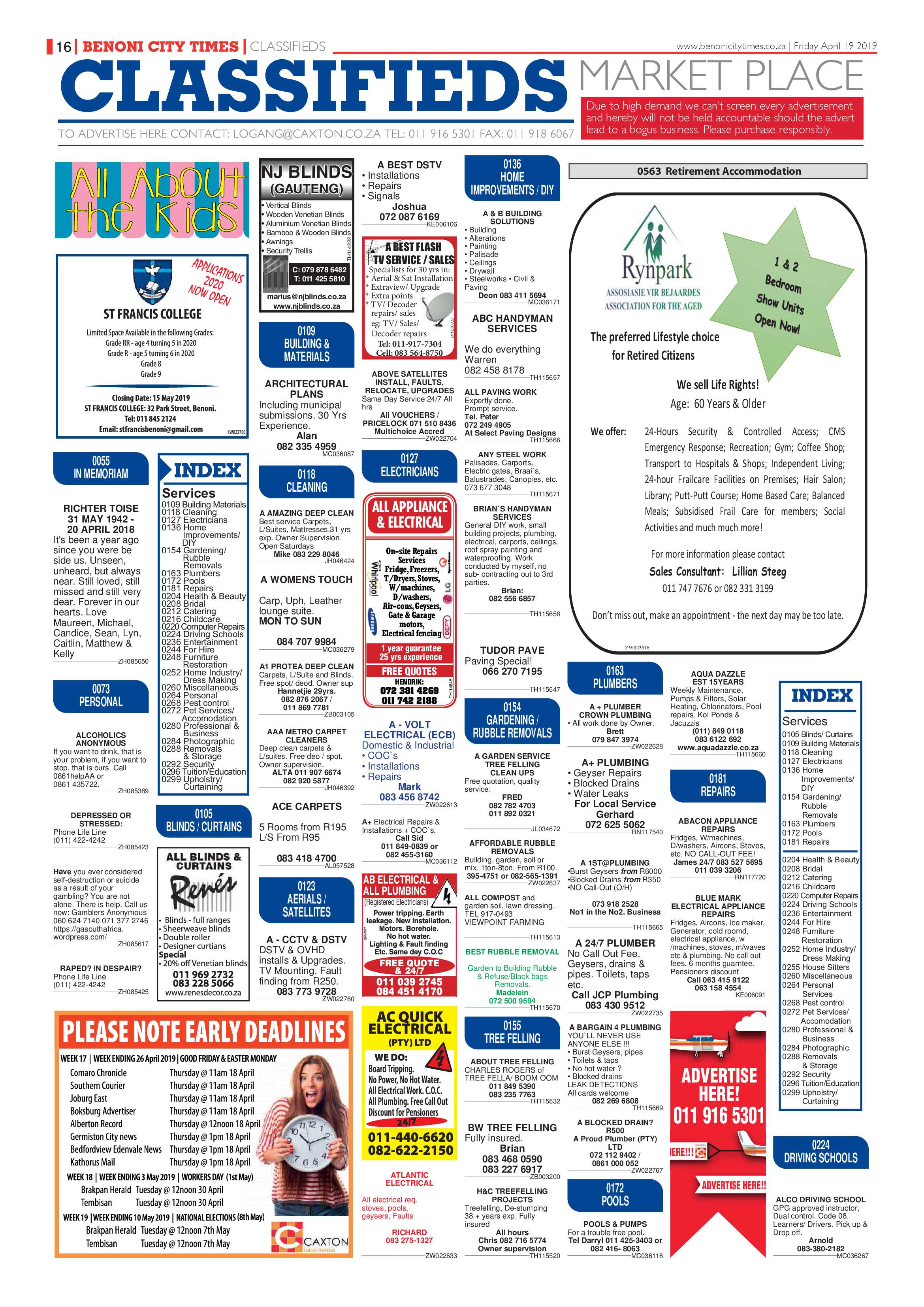 Benoni City Times 18 April 2019 page 16