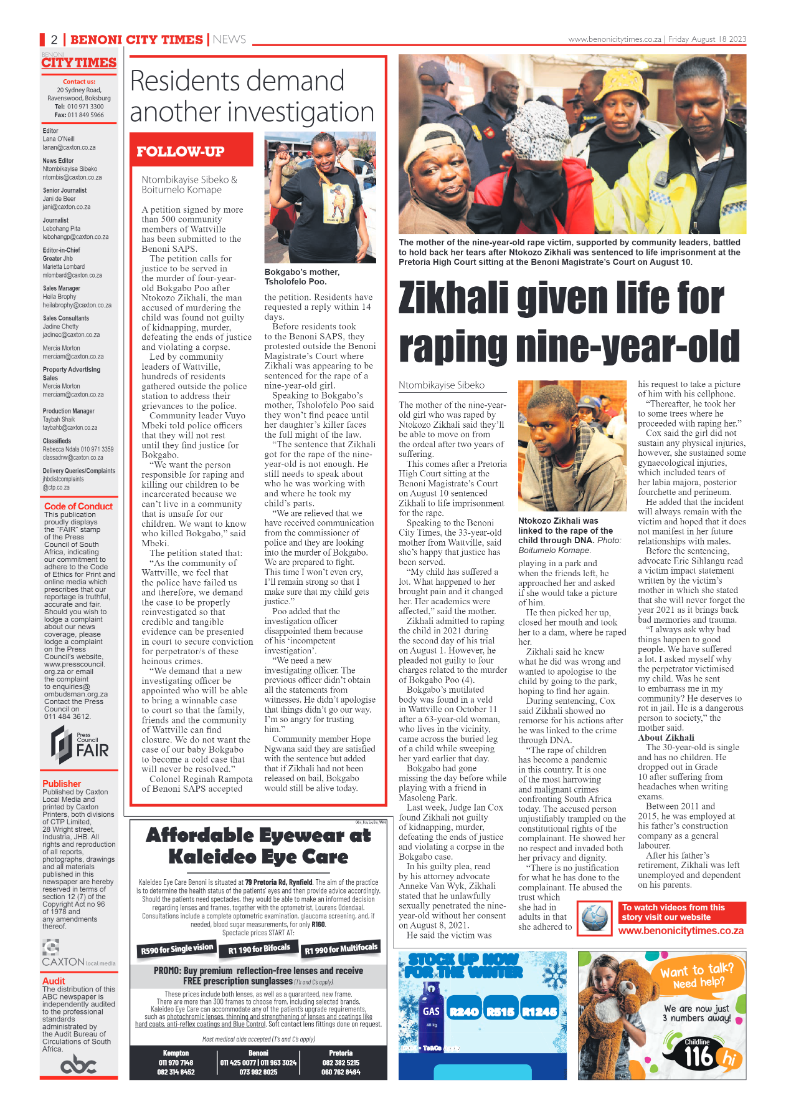 Benoni City Times 18 August 2023 page 2