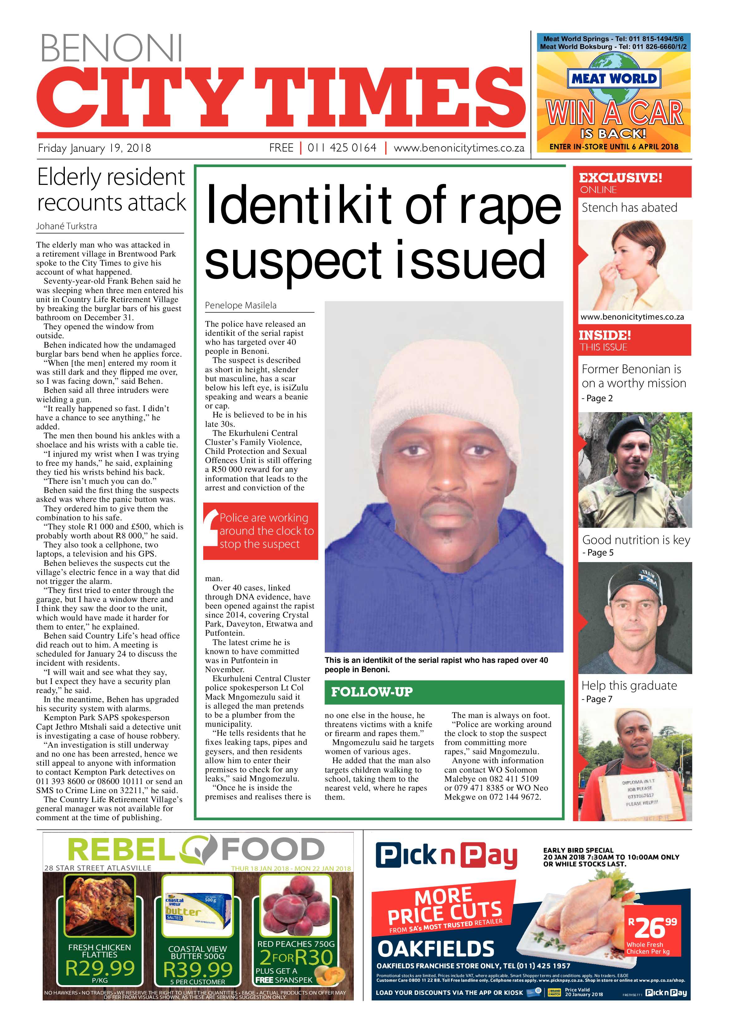 Benoni City Times 18 January 2018 page 1