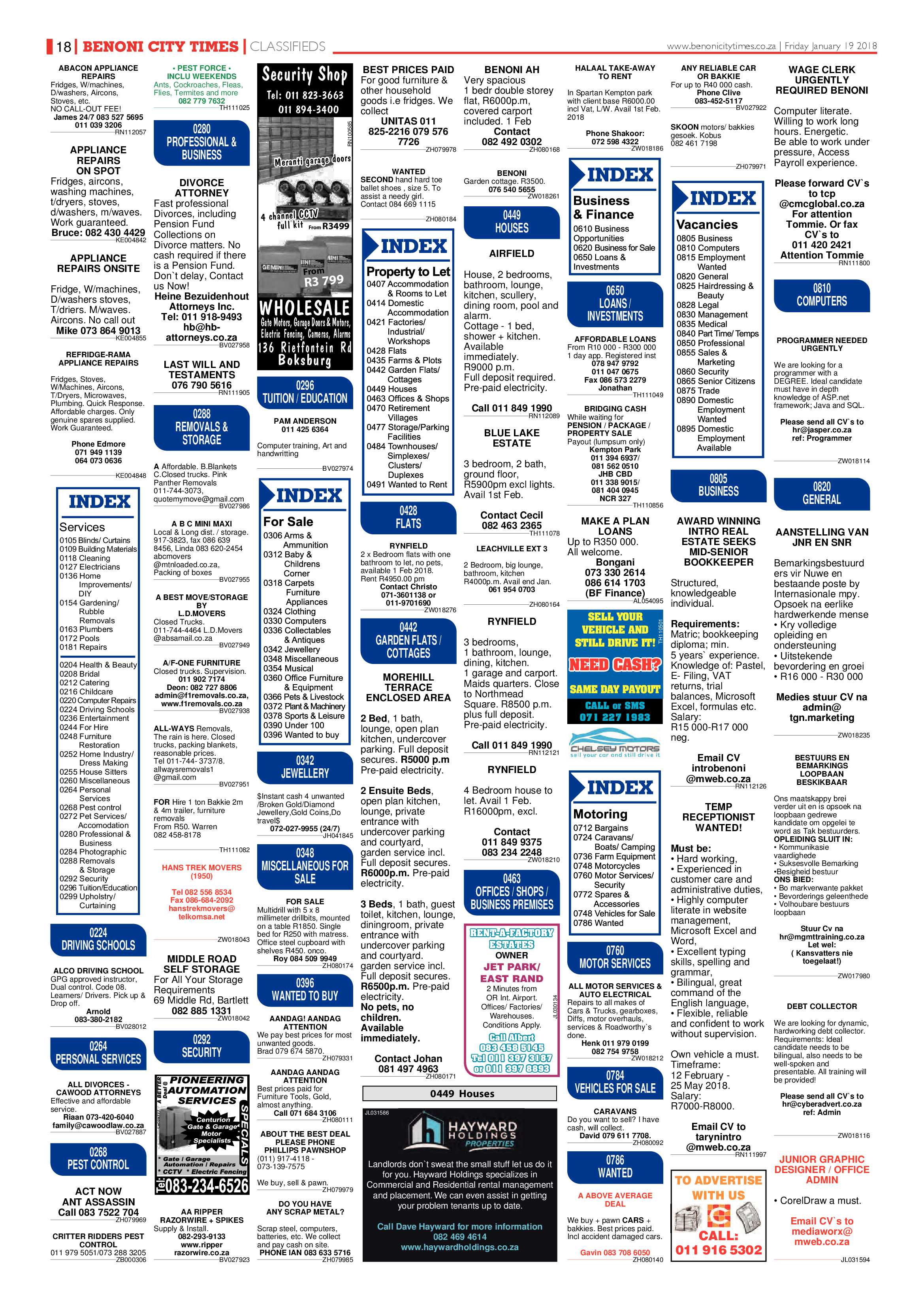 Benoni City Times 18 January 2018 page 18