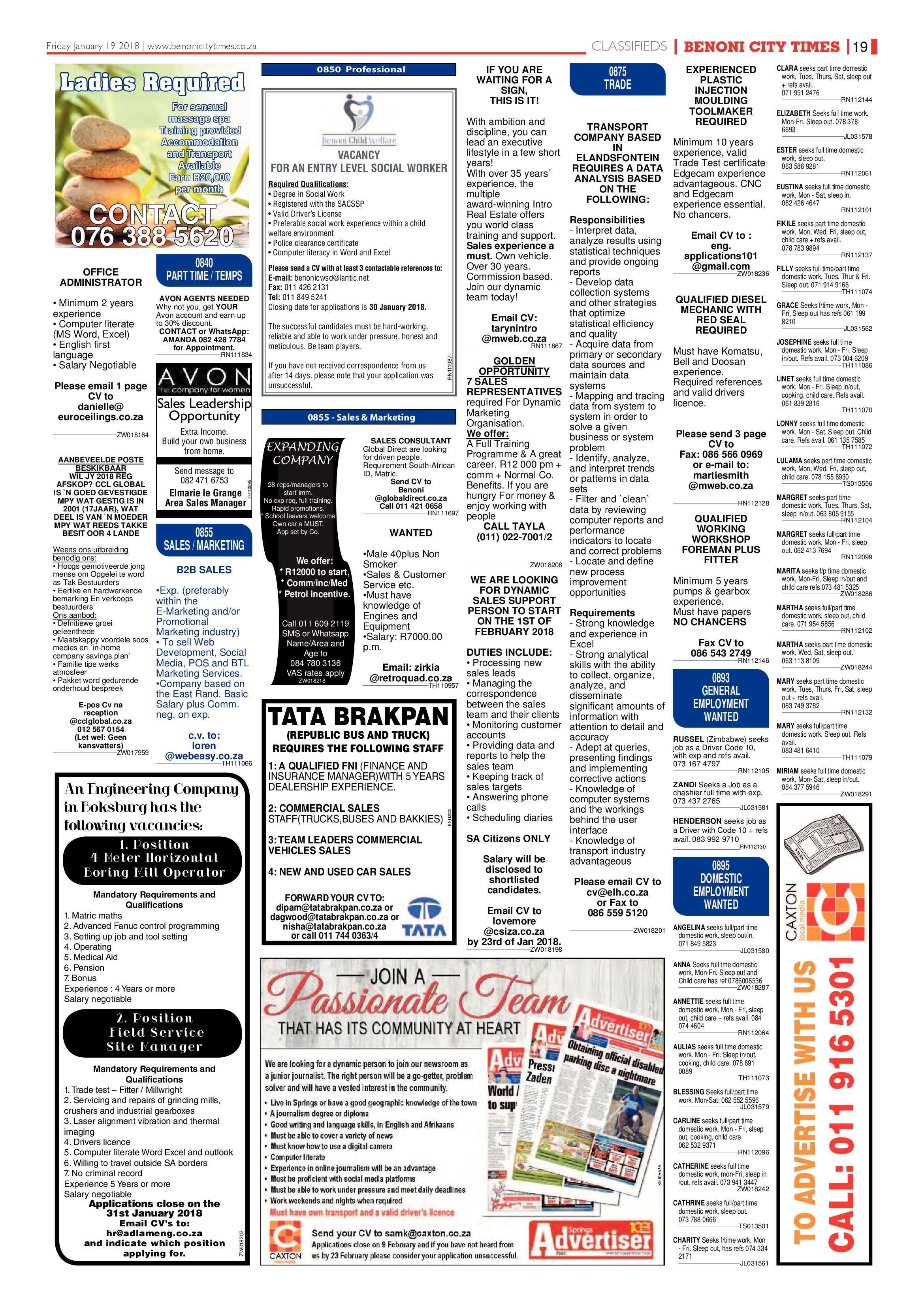 Benoni City Times 18 January 2018 page 19