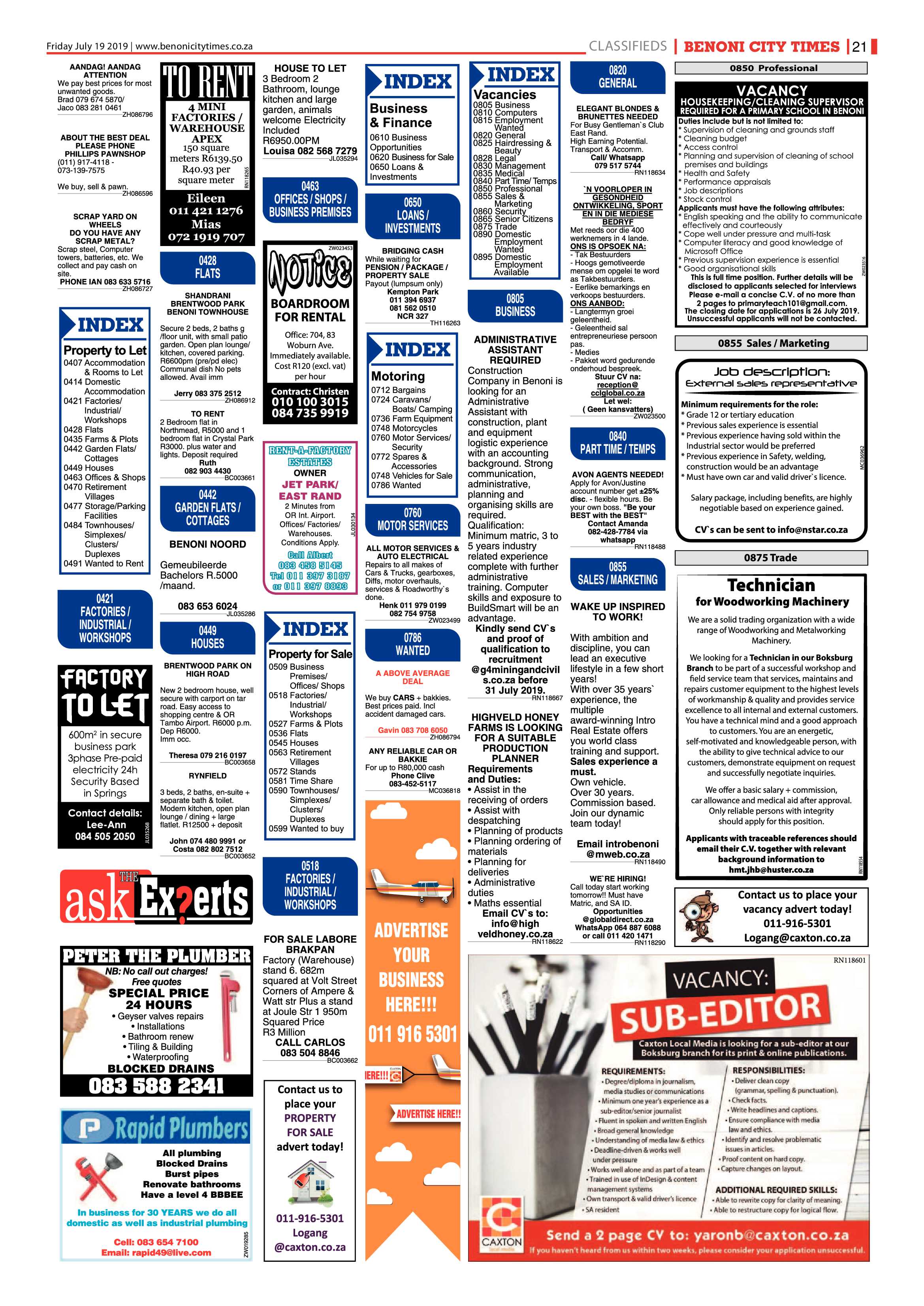 Benoni City Times 18 July 2019 page 21