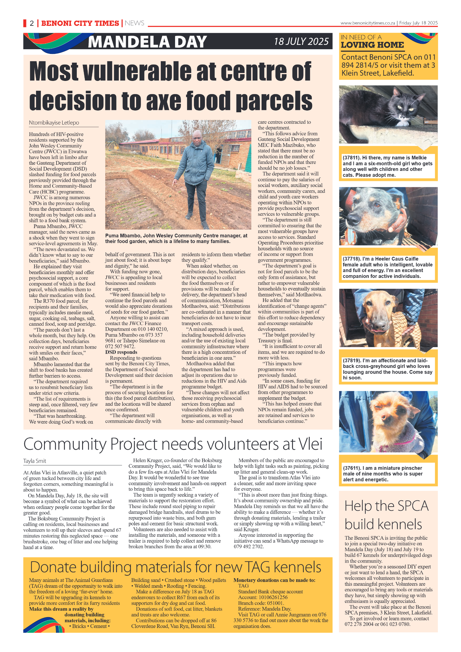 Benoni City Times 18 July 2025 page 2