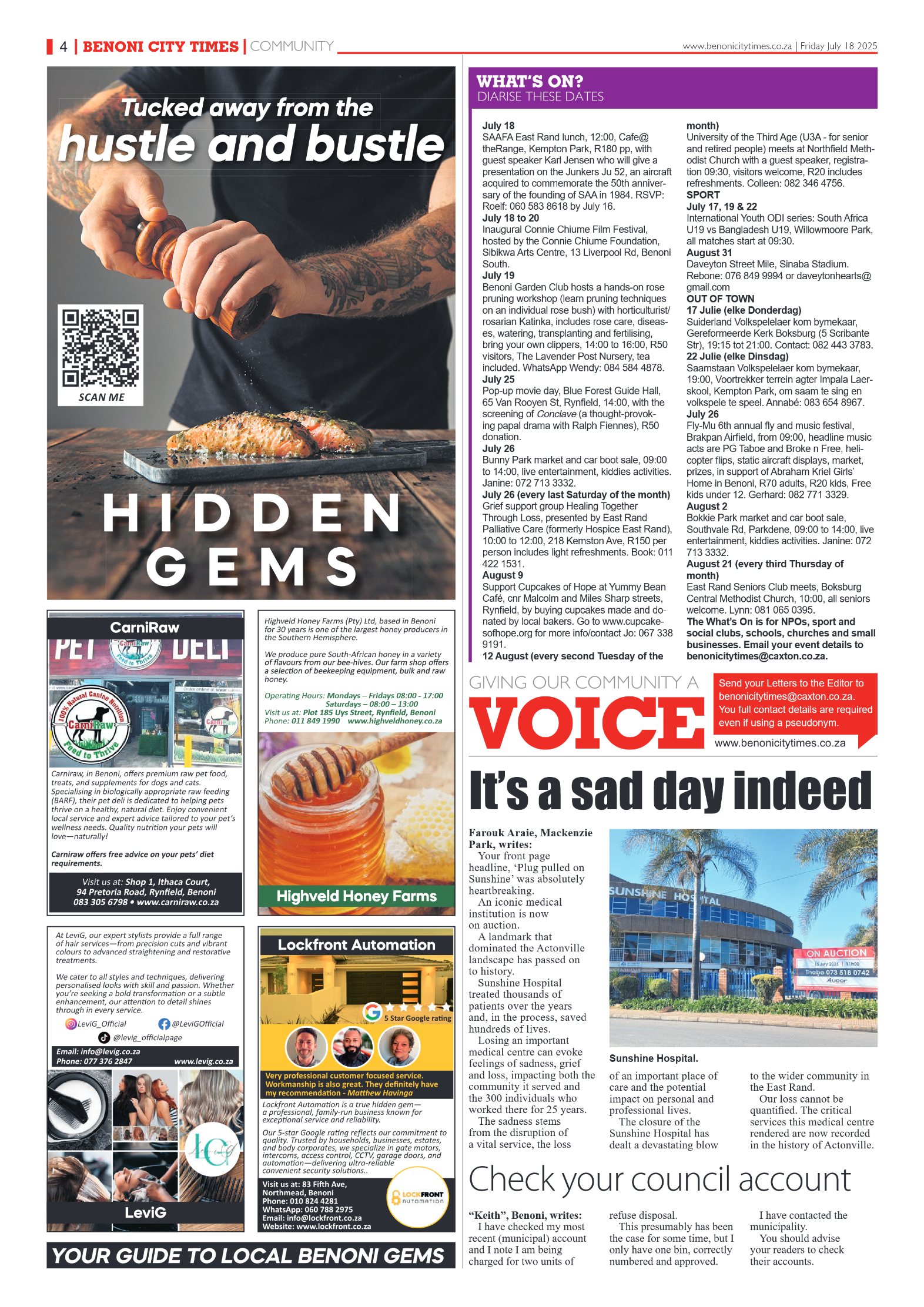 Benoni City Times 18 July 2025 page 4