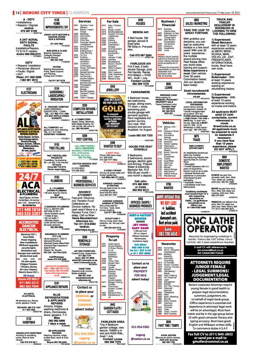 Benoni City Times 18 June 2021 page 14