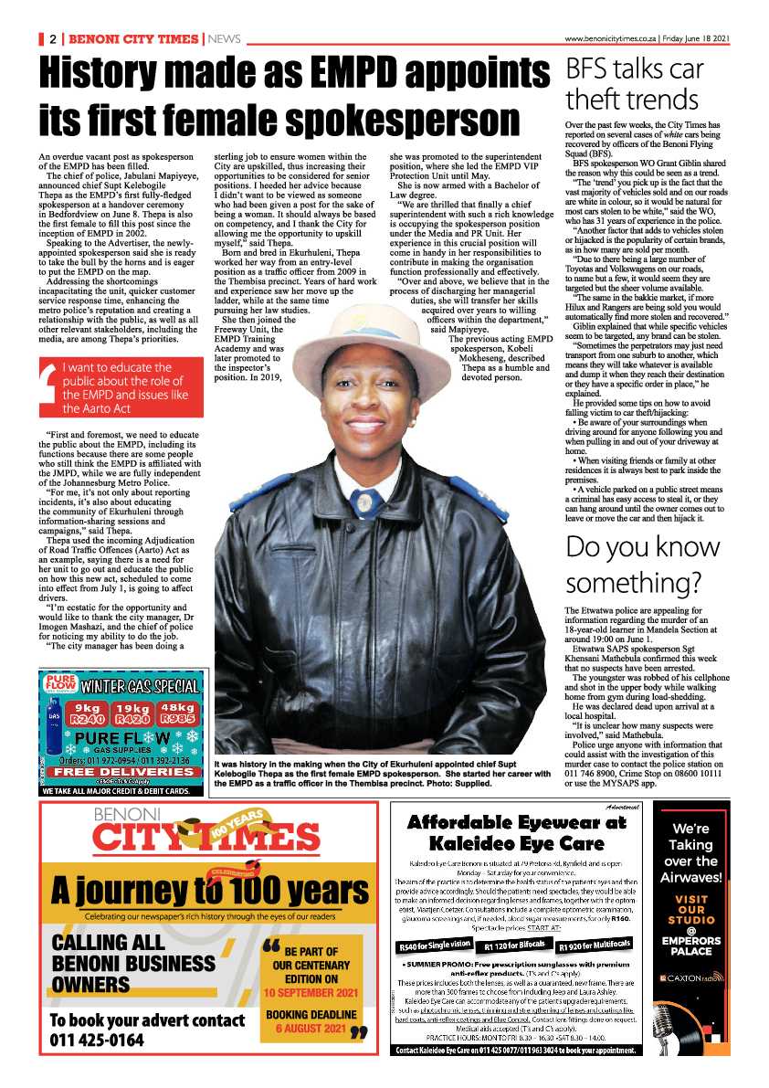 Benoni City Times 18 June 2021 page 2