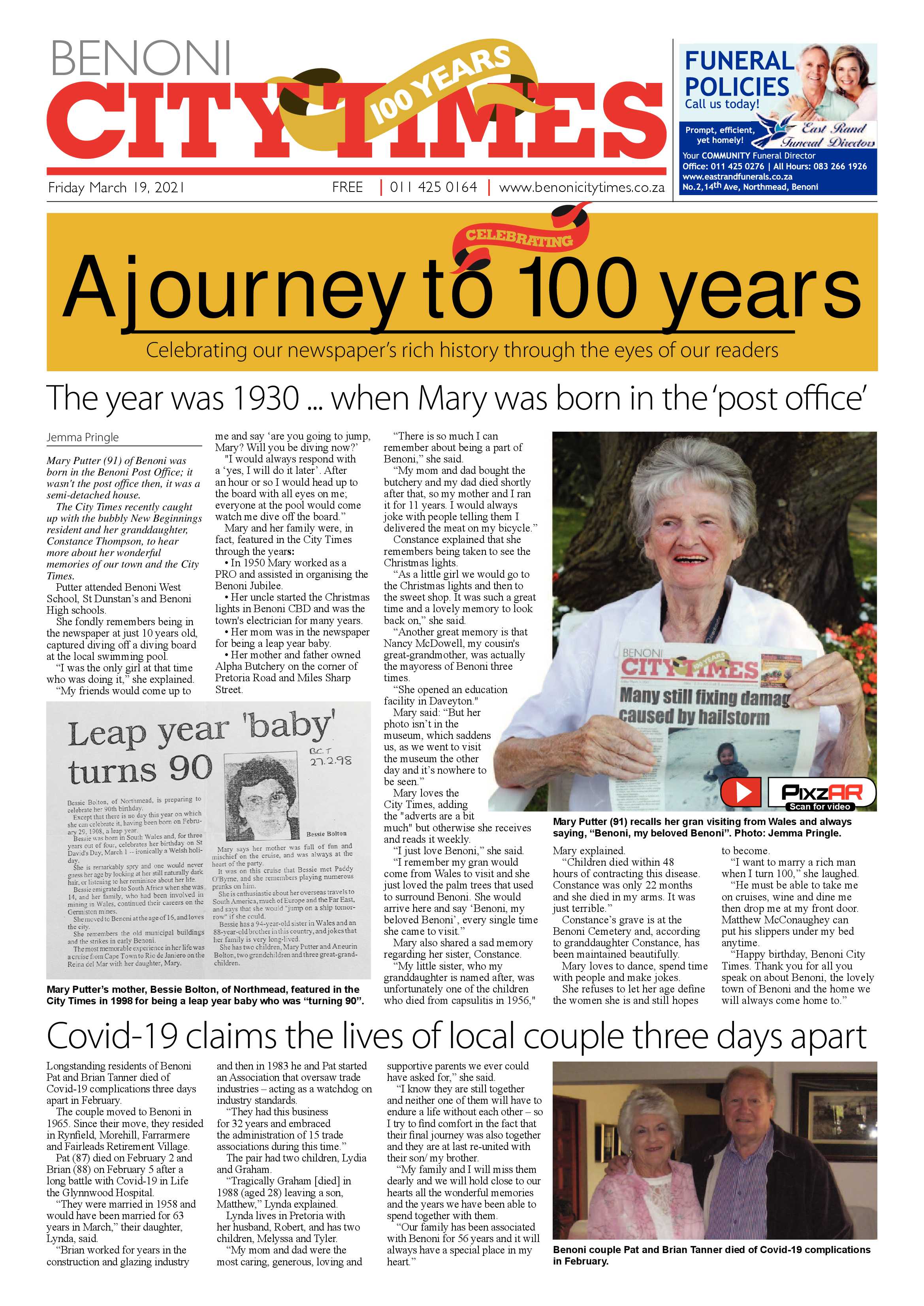 Benoni City Times 18 March 2021 page 1
