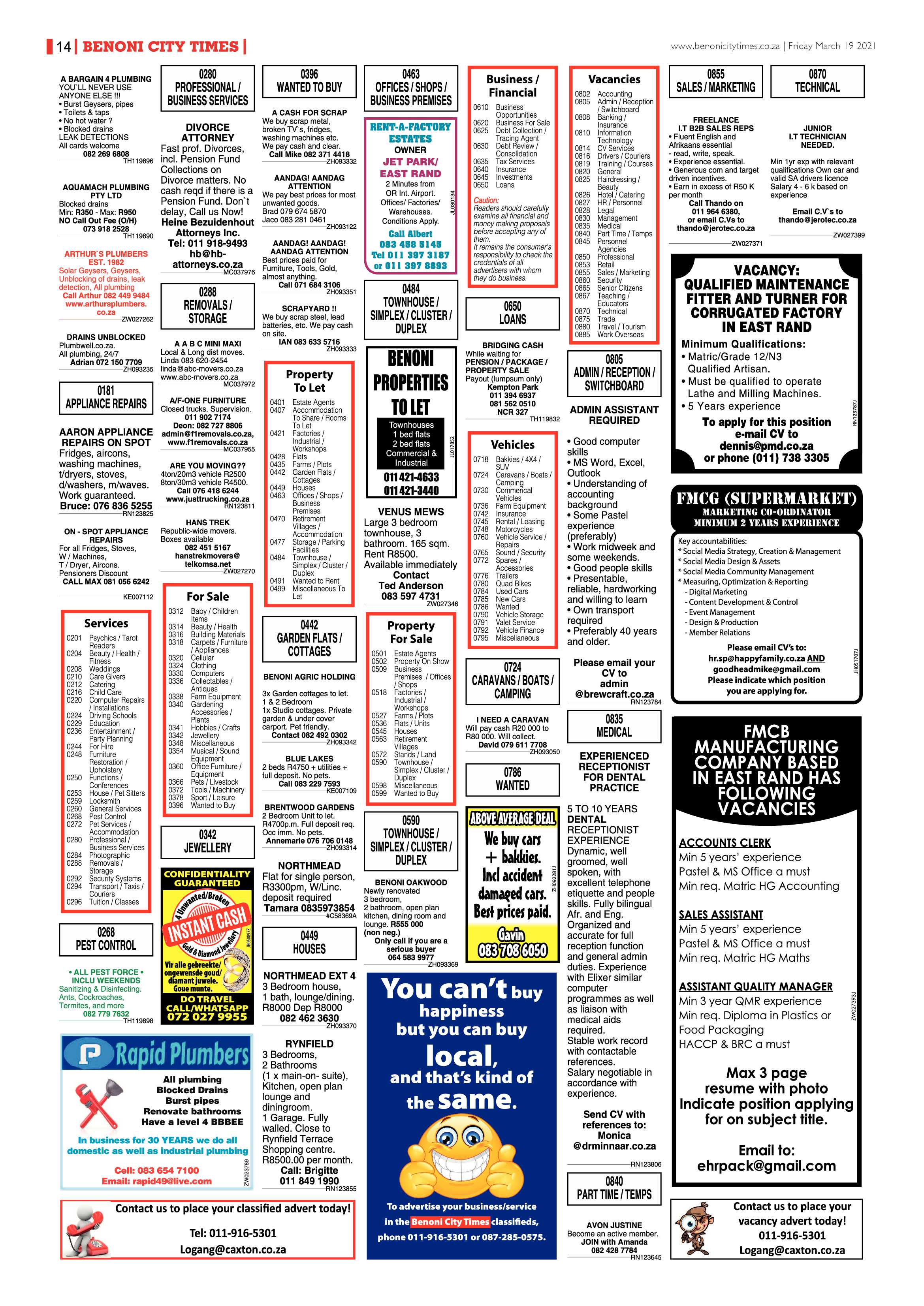 Benoni City Times 18 March 2021 page 14