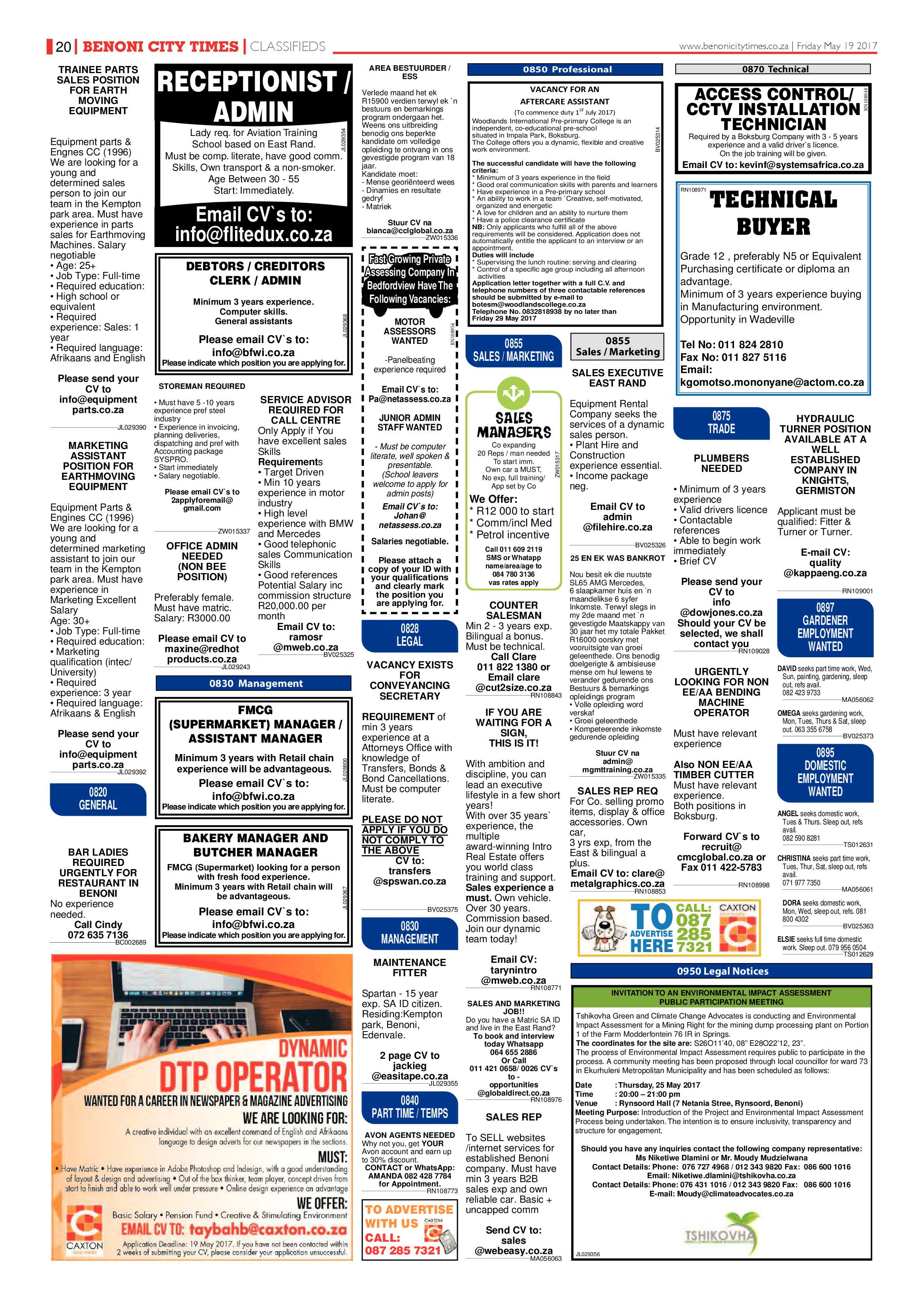Benoni City Times 18 May 2017 page 20