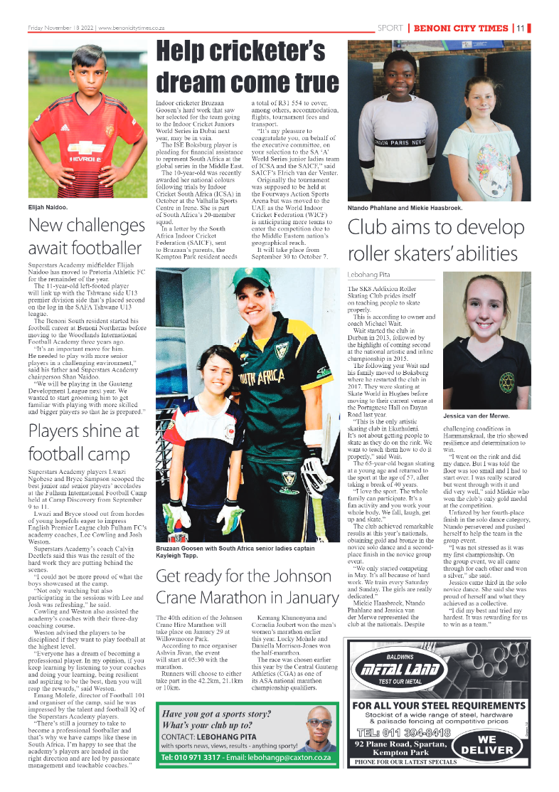 Benoni City Times 18 Nov 2022 page 11