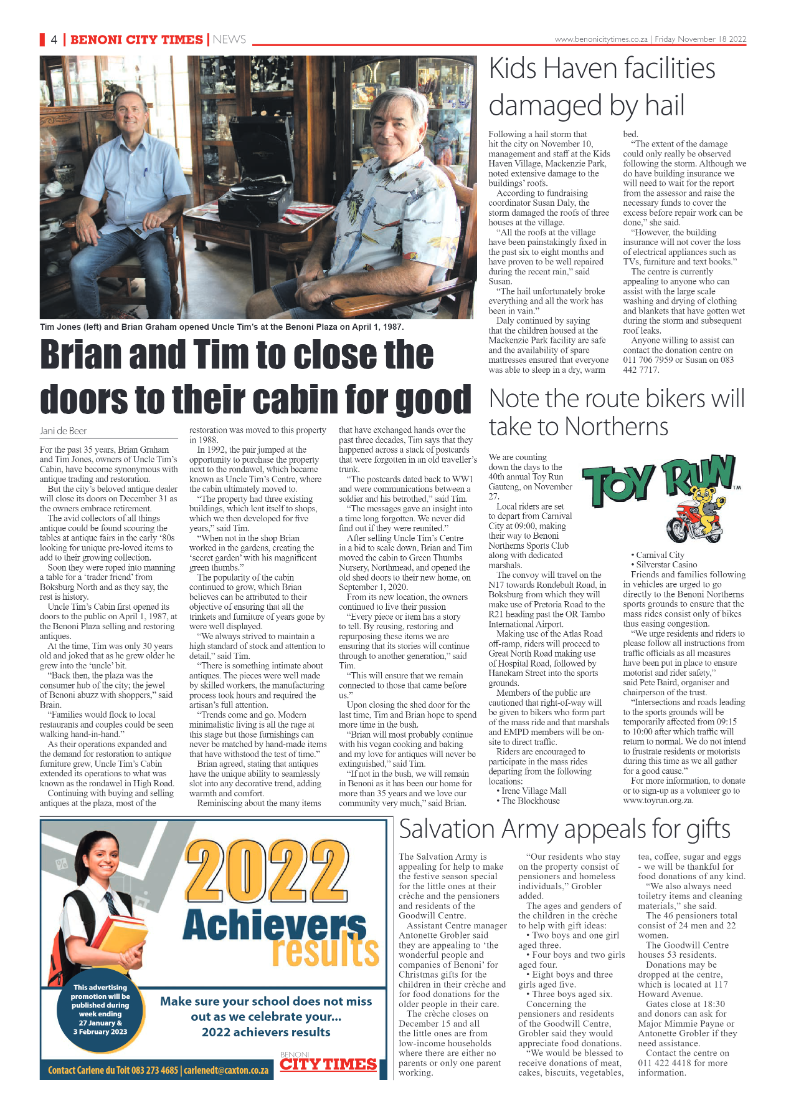 Benoni City Times 18 Nov 2022 page 4
