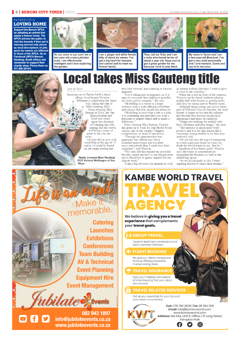 Benoni City Times 18 Nov 2022 page 8