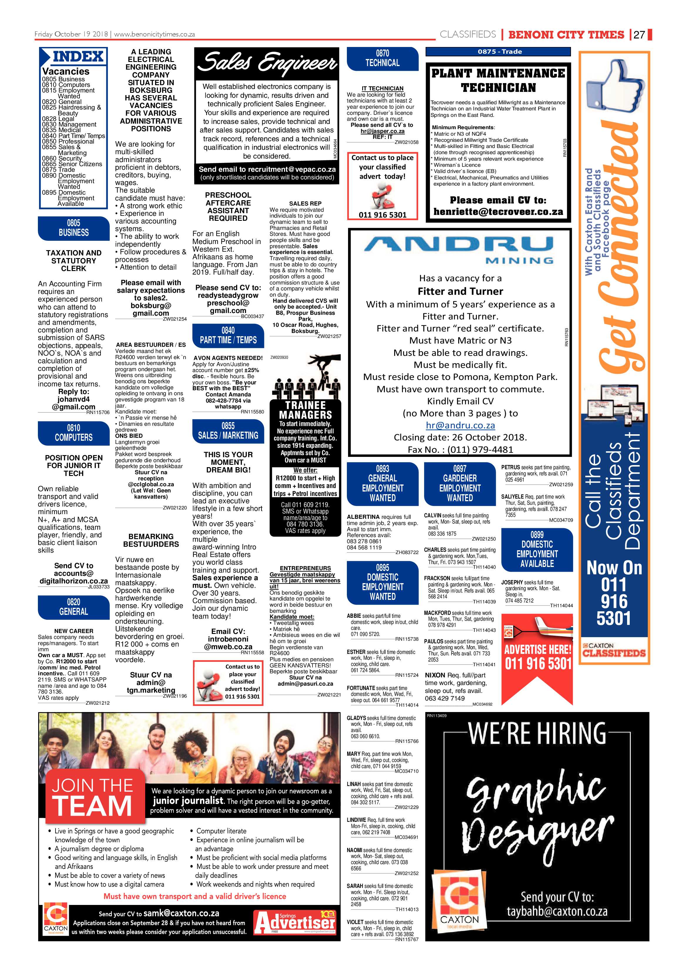 Benoni City Times 18 October 2018 page 27