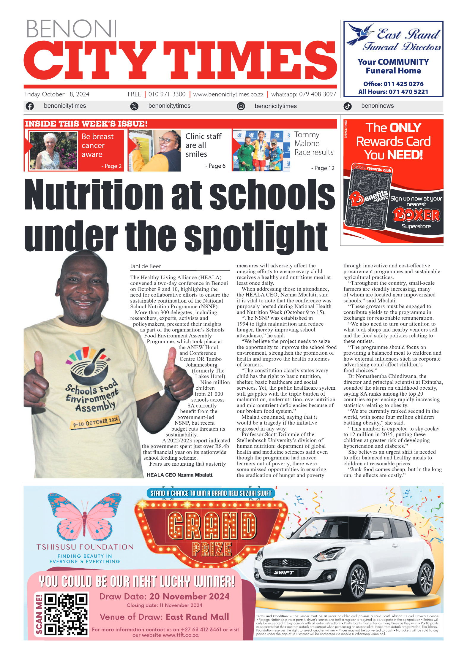 Benoni City Times 18 October 2024 page 1