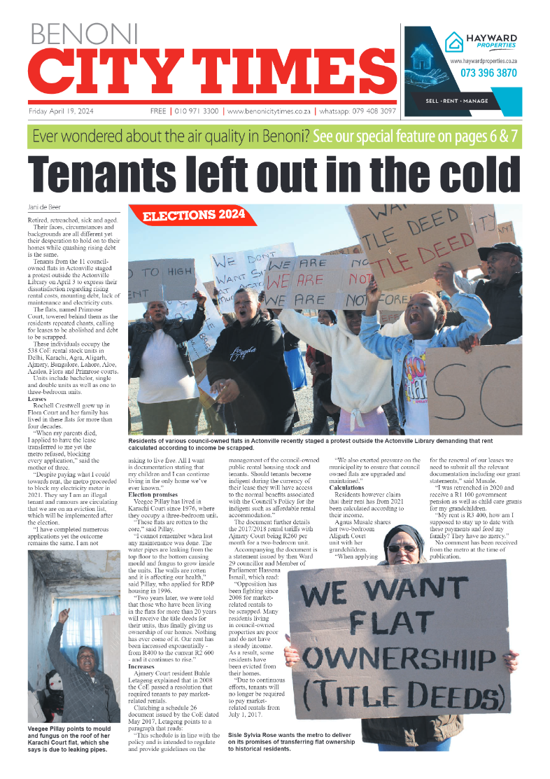 Benoni City Times 19 April 2024 page 1