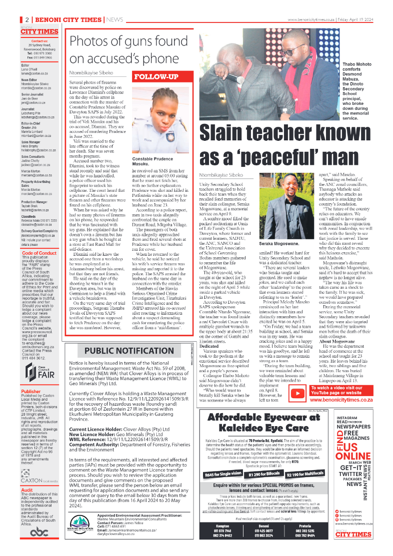 Benoni City Times 19 April 2024 page 2