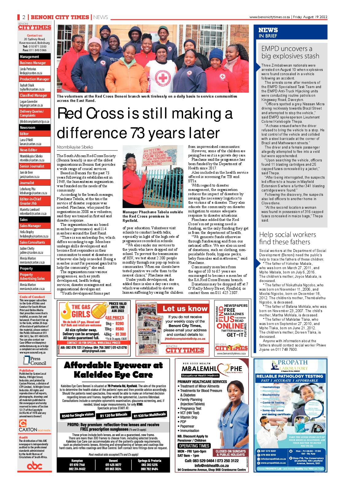 Benoni City Times 19 August 2022 page 2