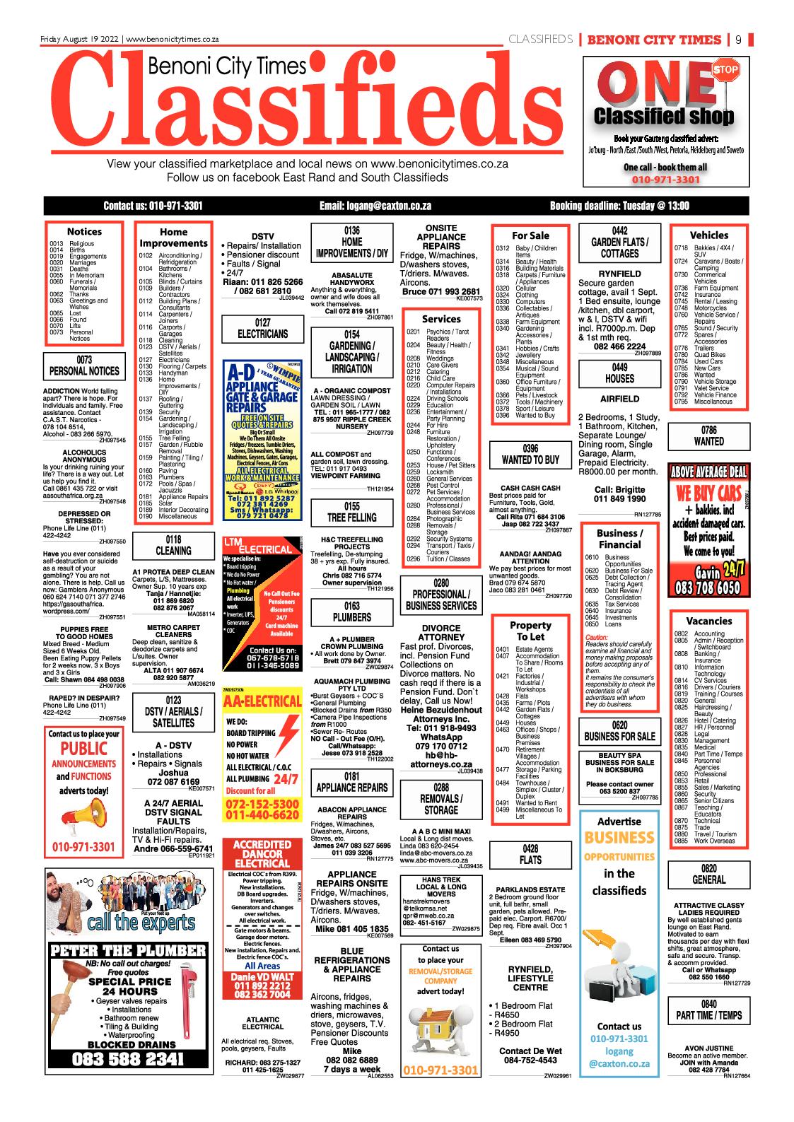 Benoni City Times 19 August 2022 page 9