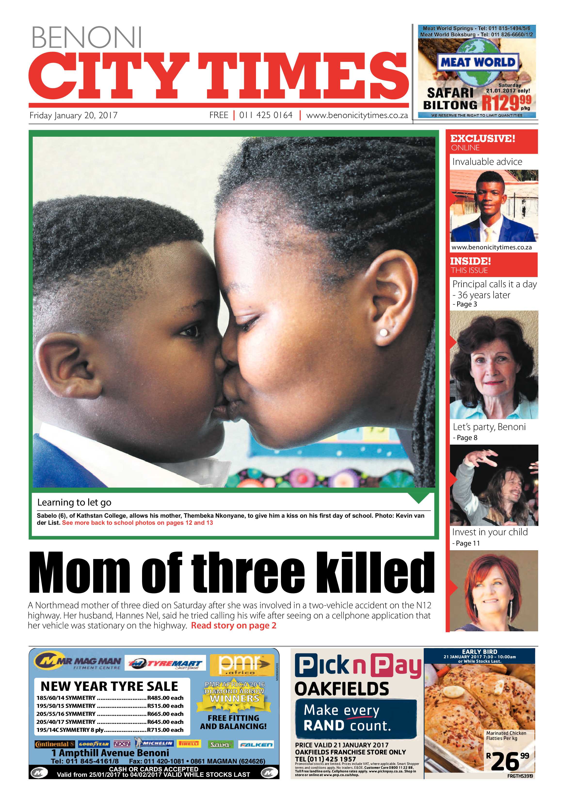 Benoni City Times 19 January 2017 page 1