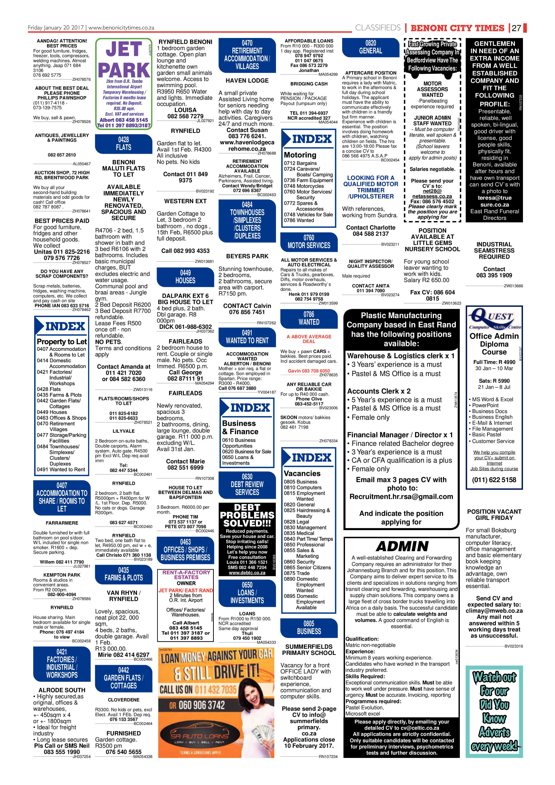 Benoni City Times 19 January 2017 page 27