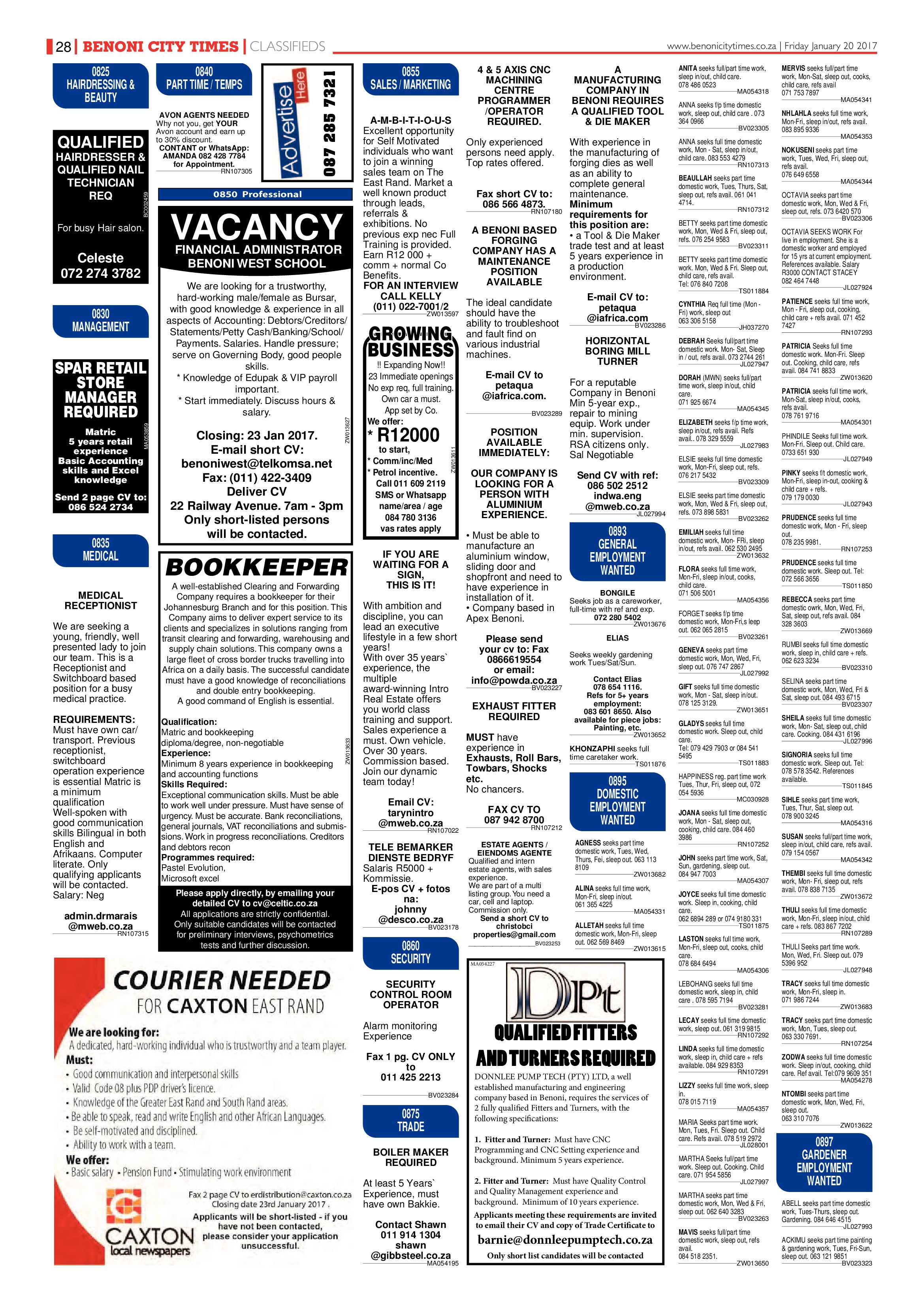 Benoni City Times 19 January 2017 page 28