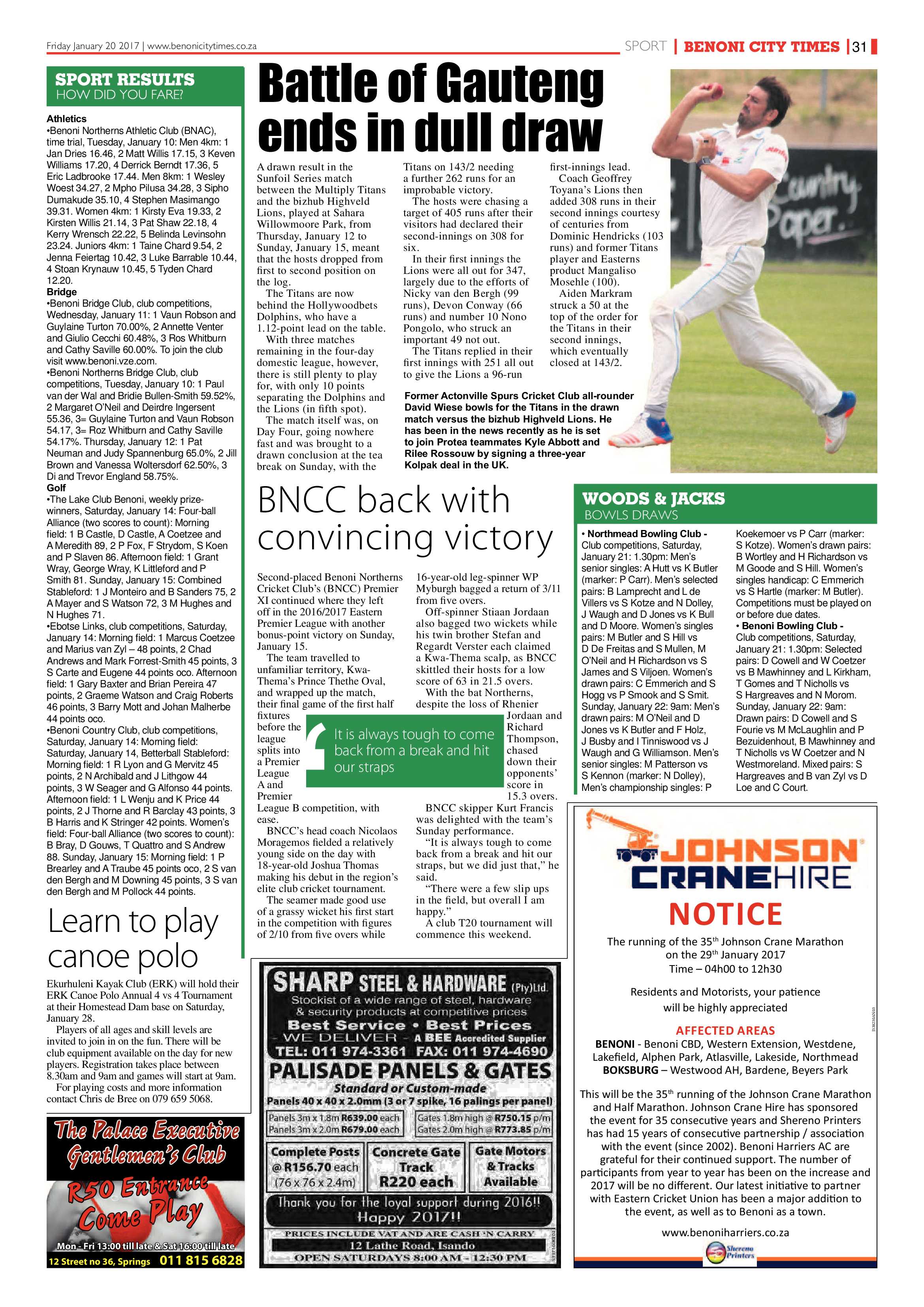Benoni City Times 19 January 2017 page 31