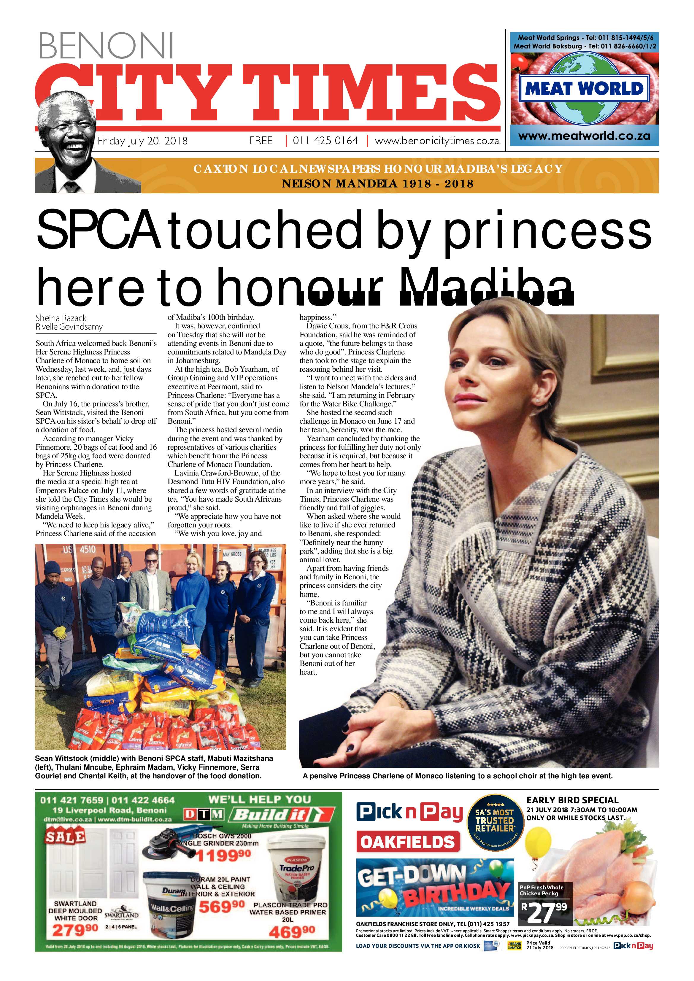 Benoni City Times 19 July 2018 page 1