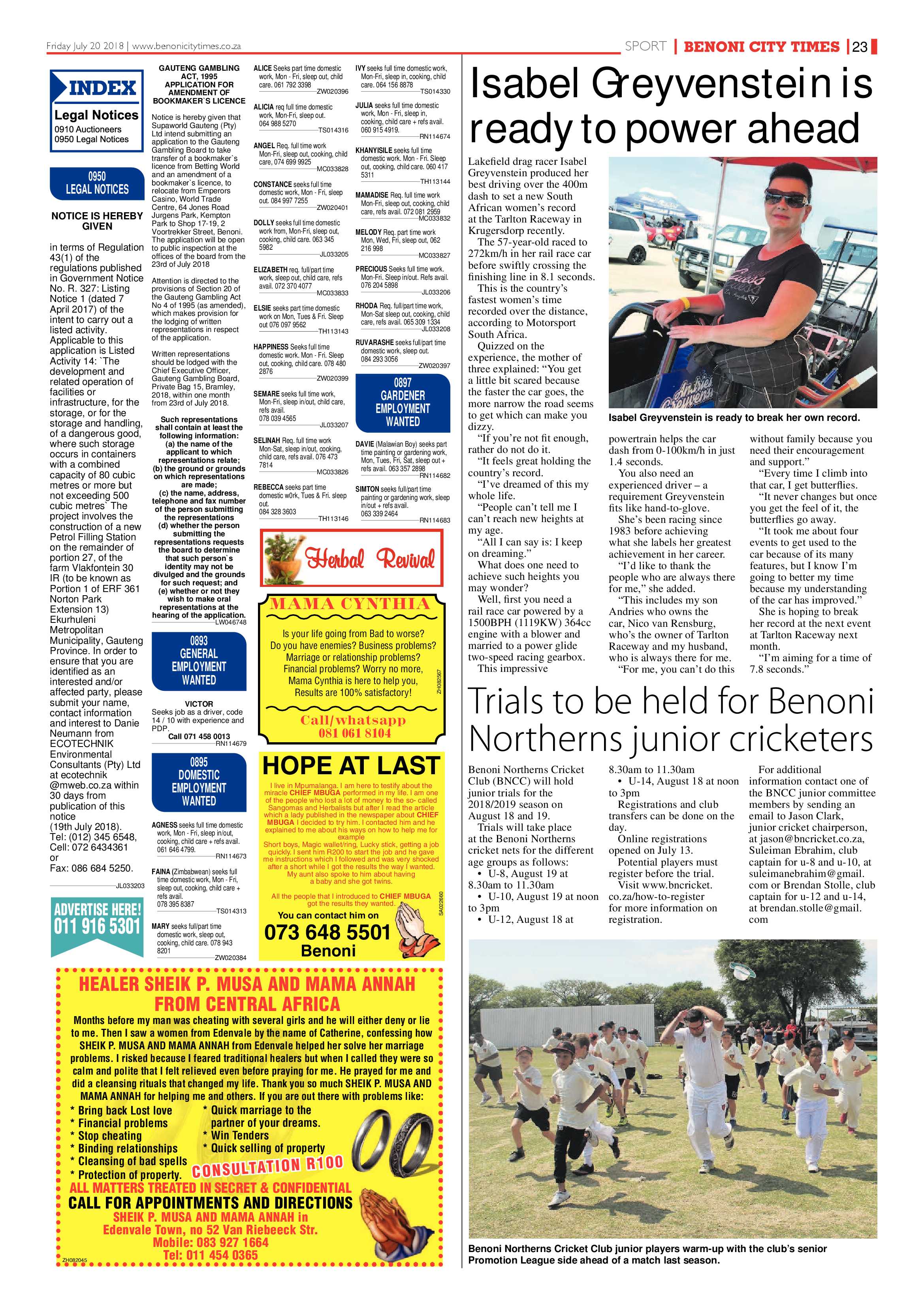 Benoni City Times 19 July 2018 page 23