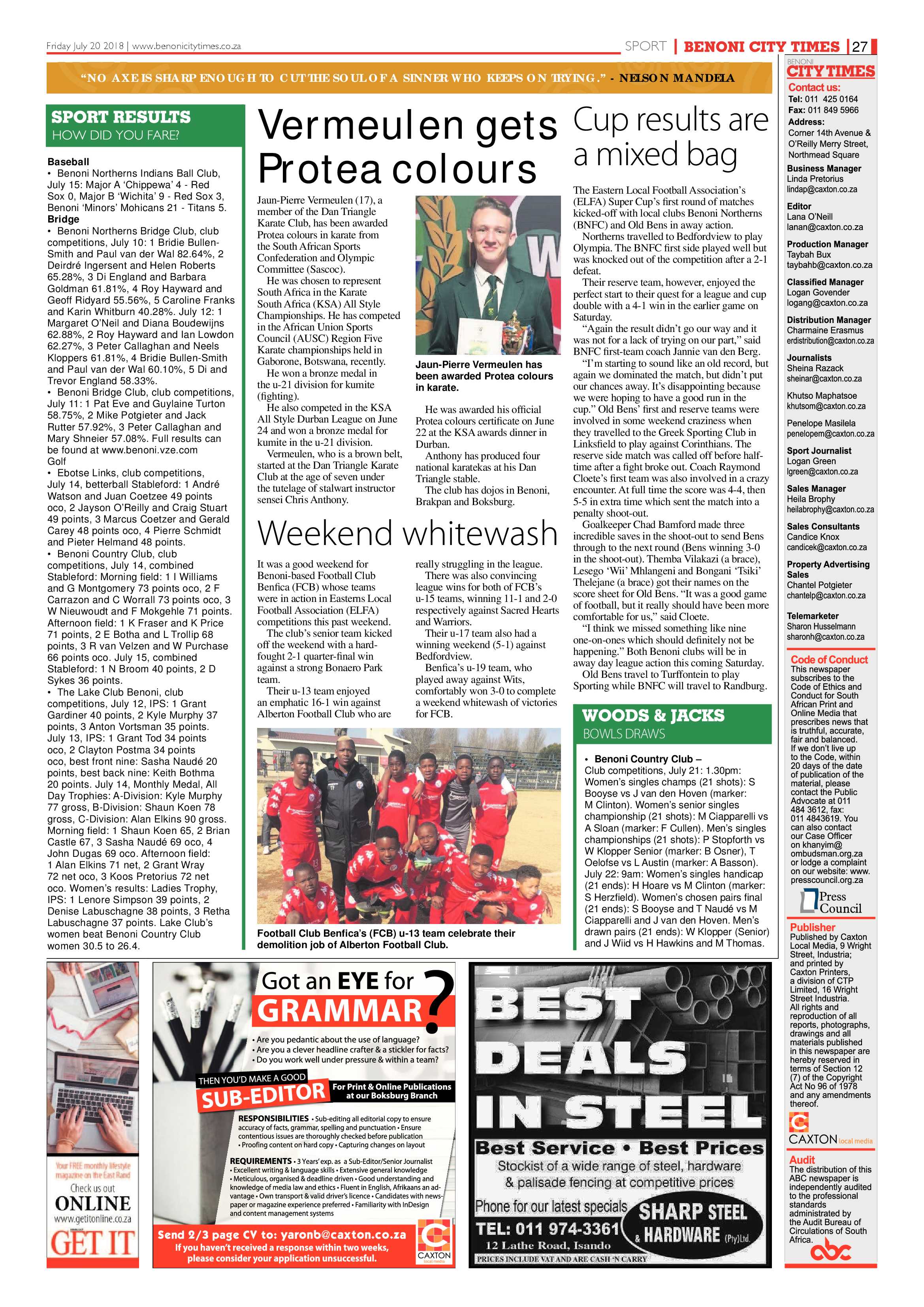 Benoni City Times 19 July 2018 page 27