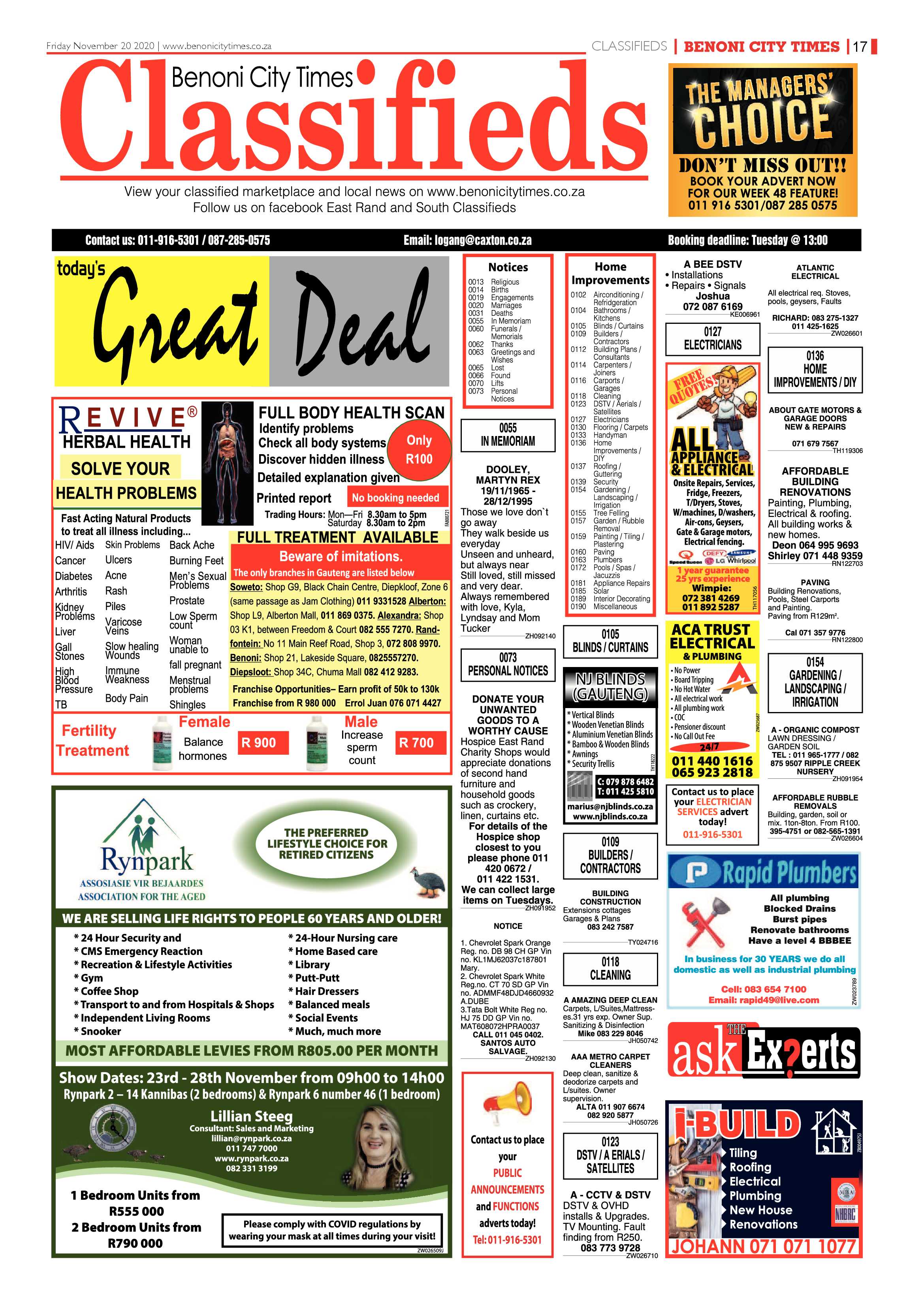 Benoni City Times 19 November 2020 page 17