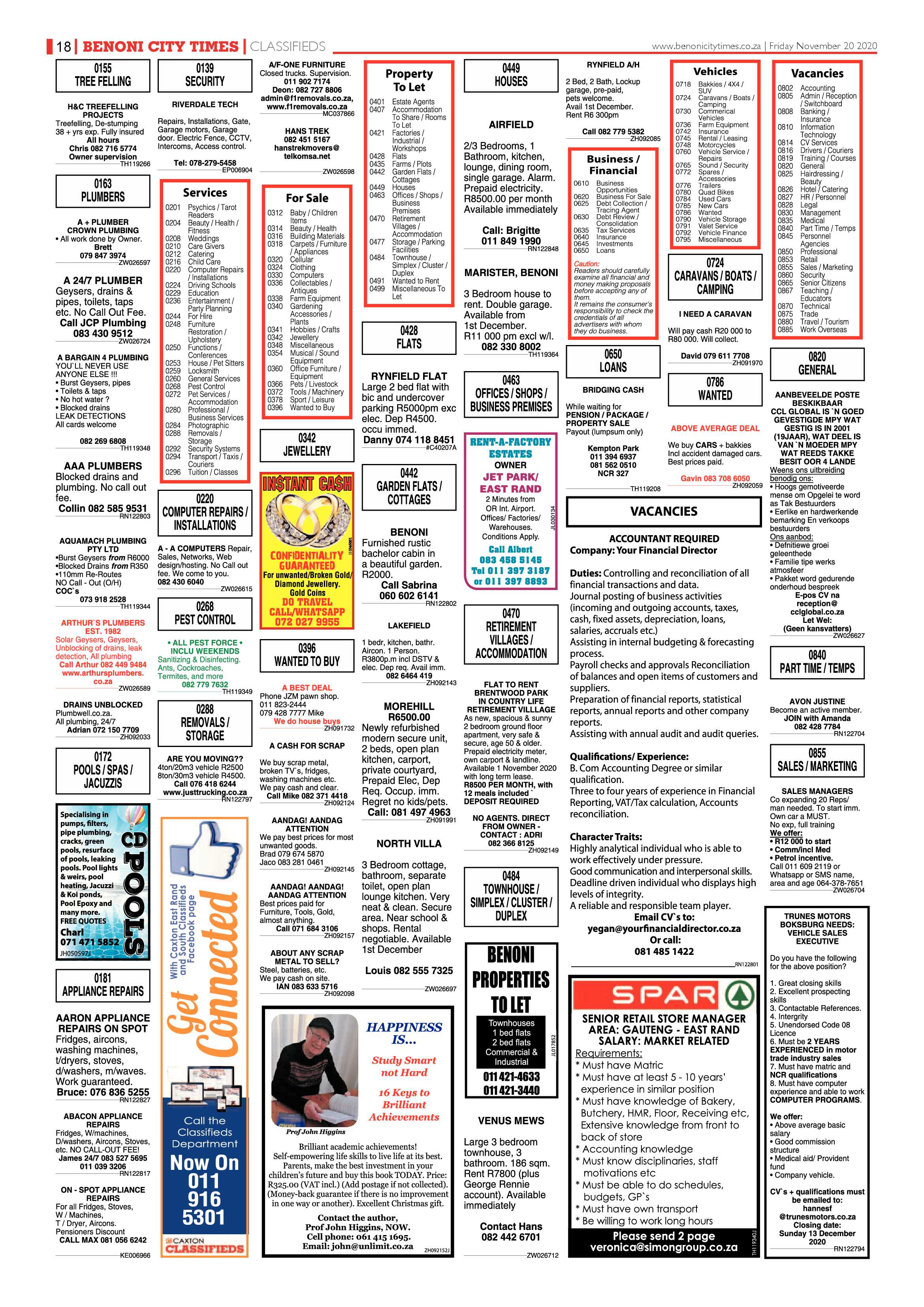 Benoni City Times 19 November 2020 page 18
