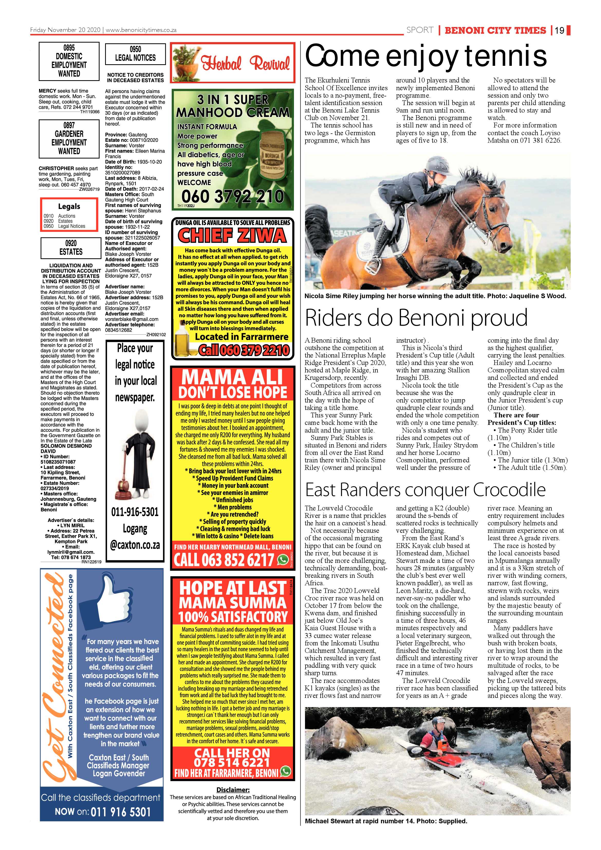 Benoni City Times 19 November 2020 page 19