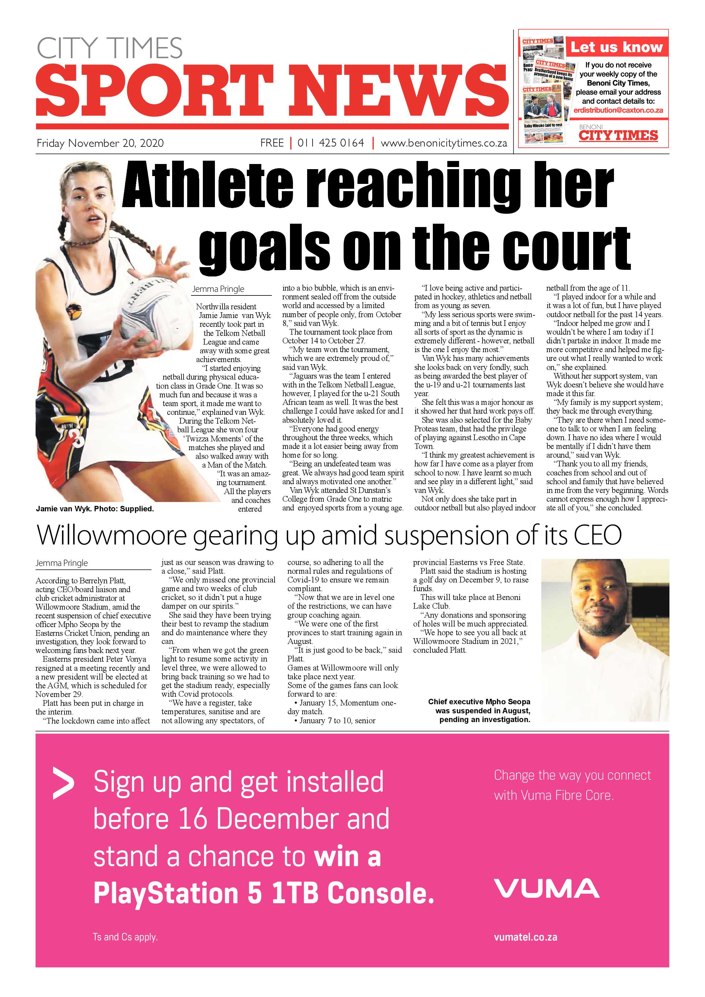 Benoni City Times 19 November 2020 page 20