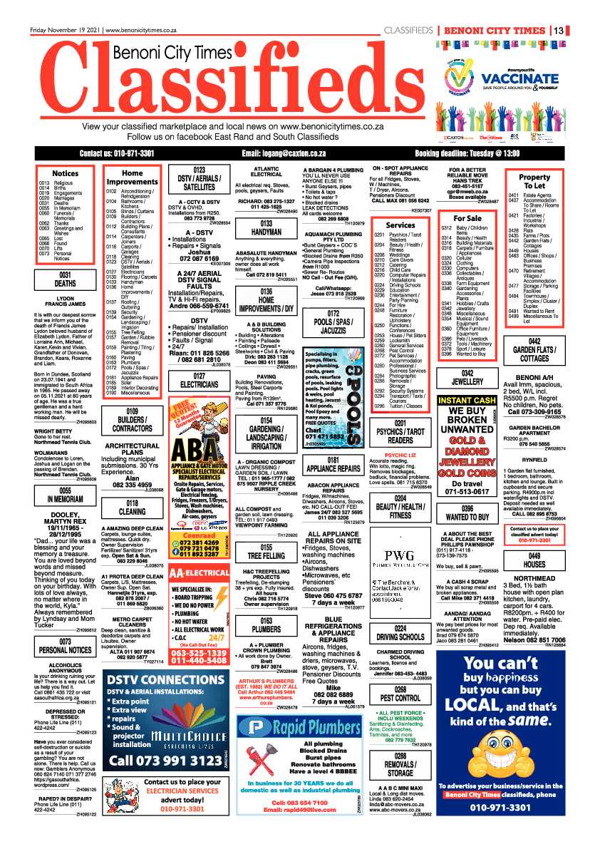 Benoni City Times 19 November 2021 page 13