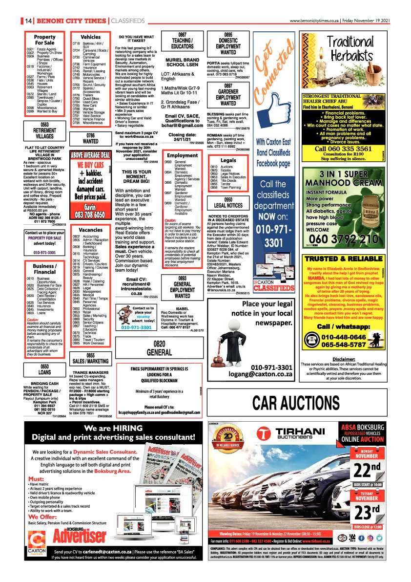 Benoni City Times 19 November 2021 page 14