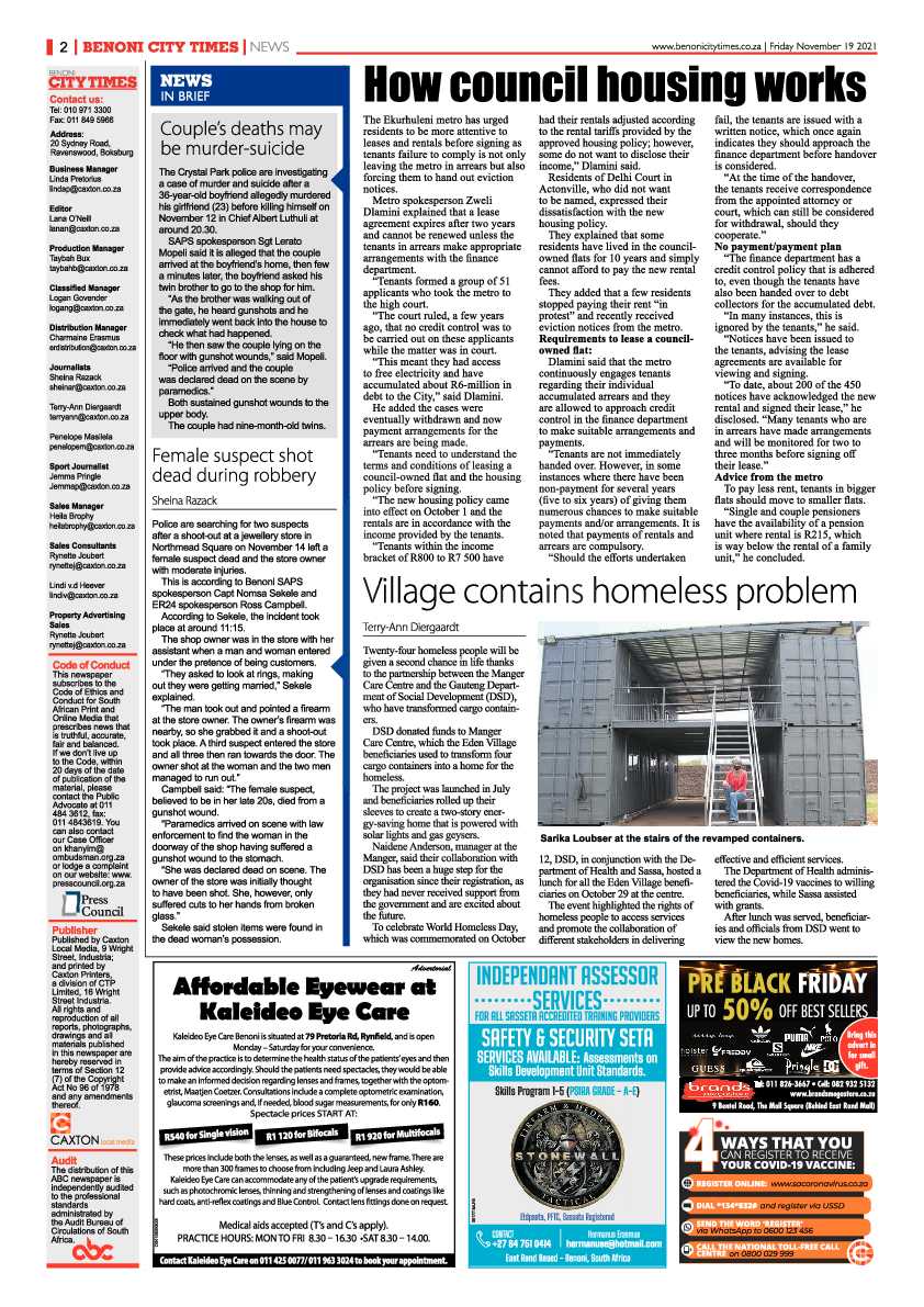 Benoni City Times 19 November 2021 page 2
