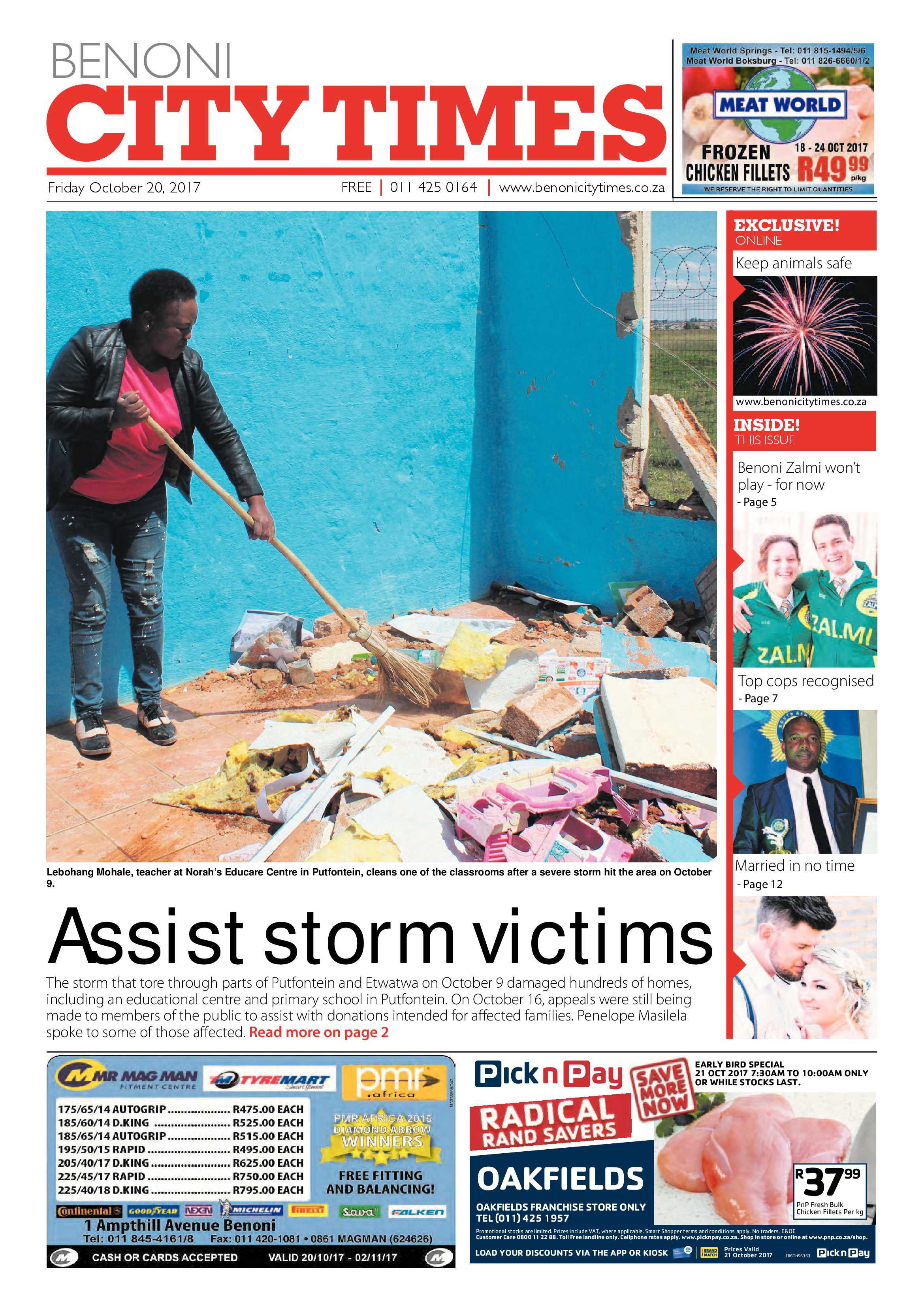 Benoni City Times 19 October 2017 page 1