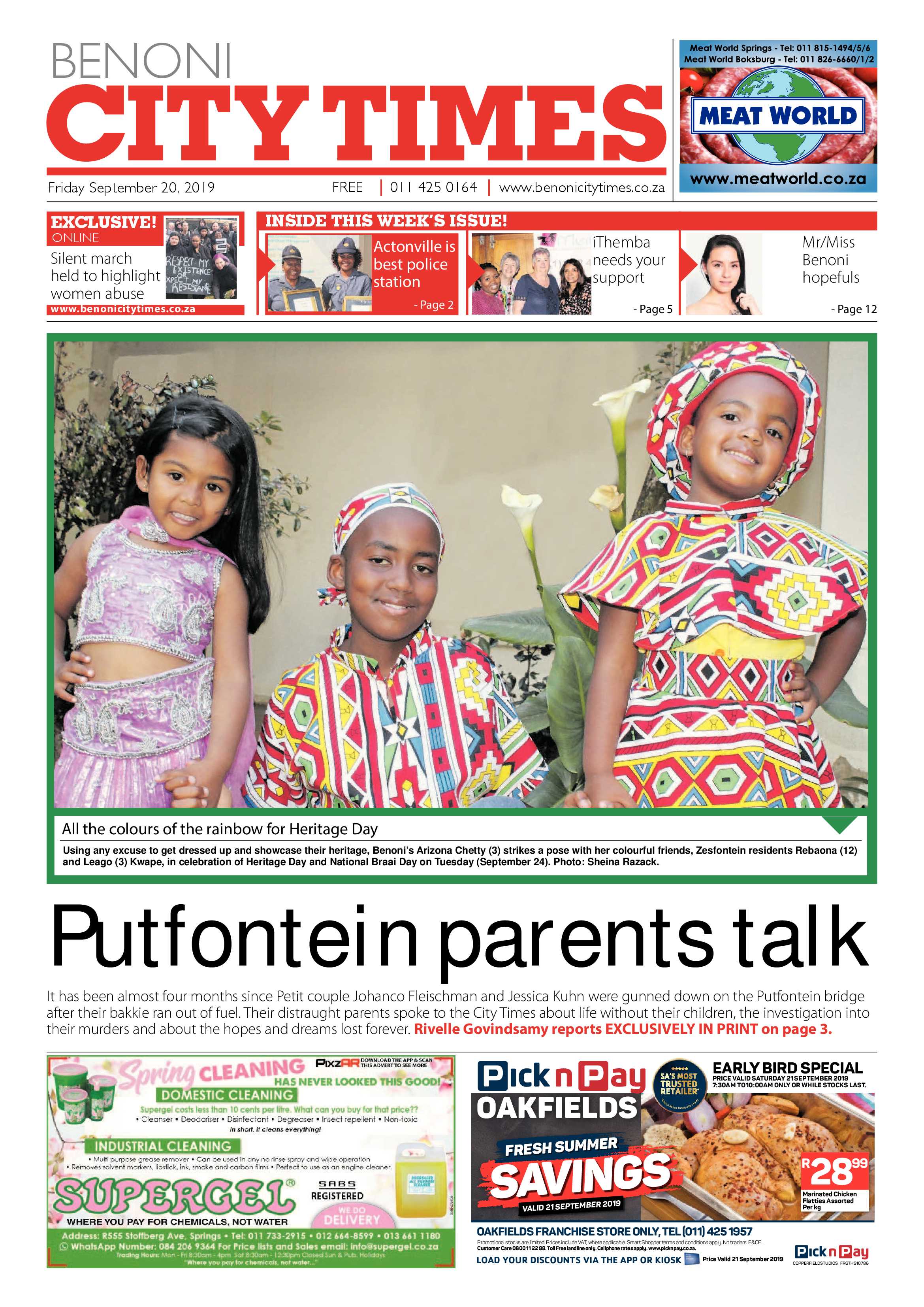 Benoni City Times 19 September 2019 page 1