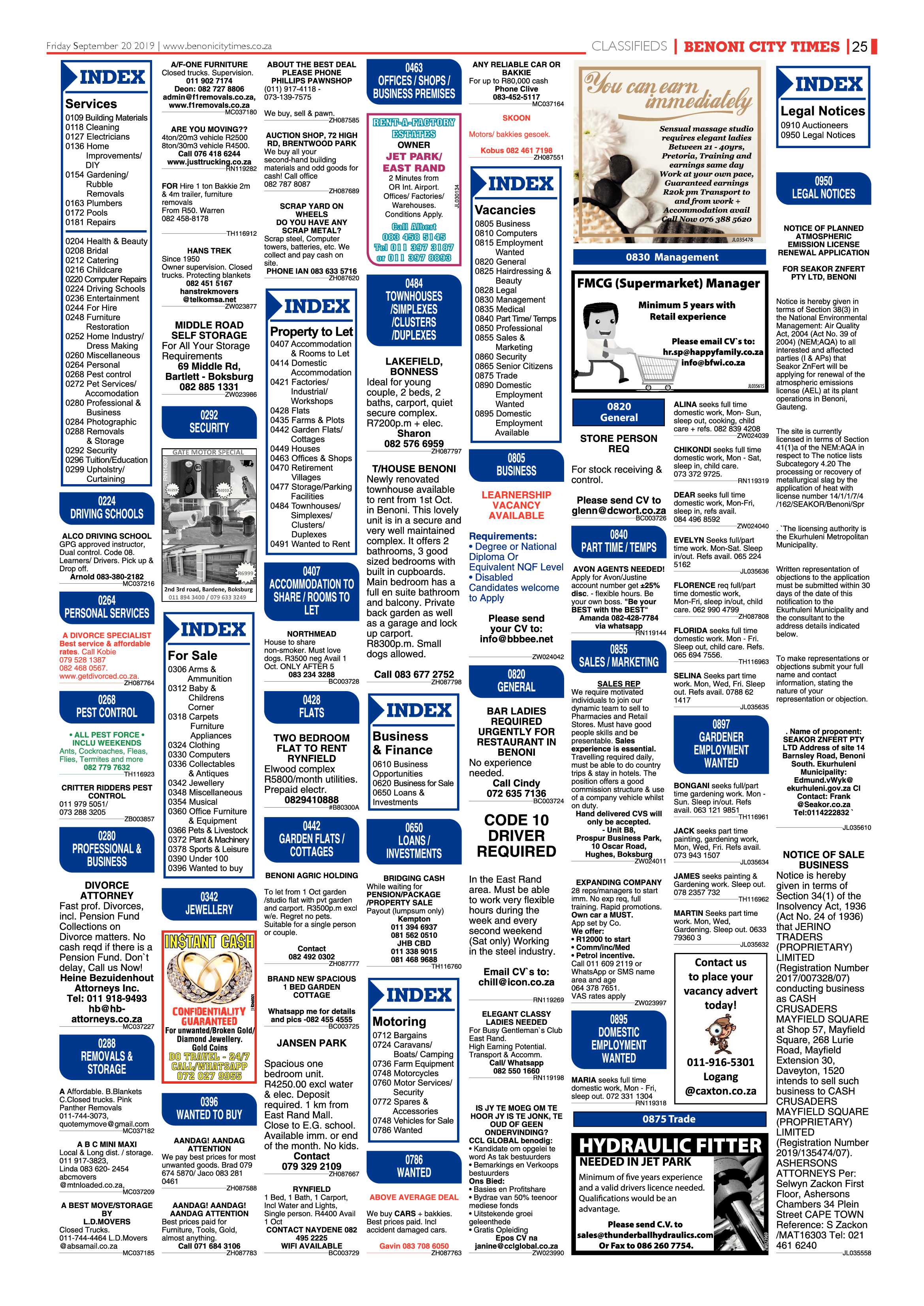 Benoni City Times 19 September 2019 page 25