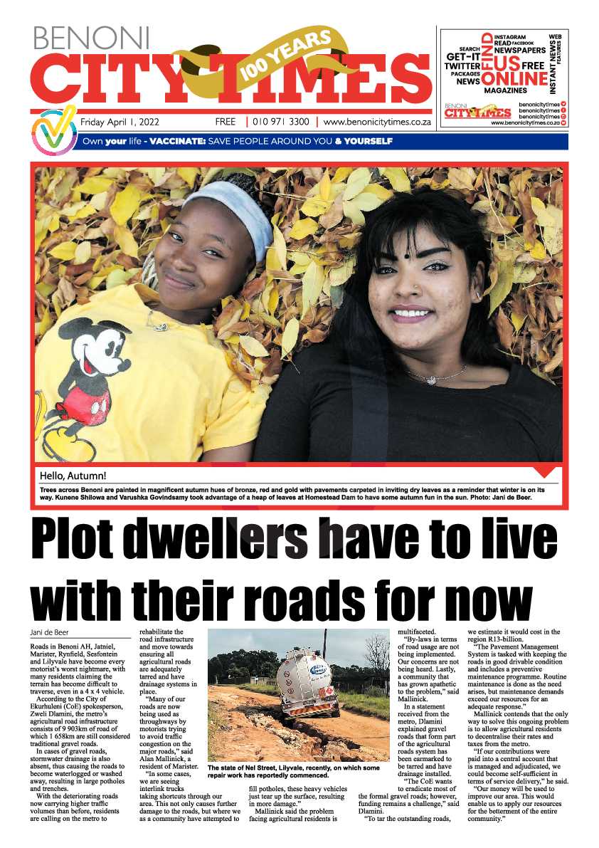 Benoni City Times 1 April 2022 page 1