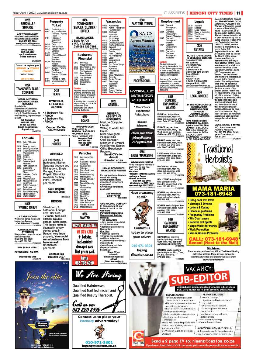 Benoni City Times 1 April 2022 page 11