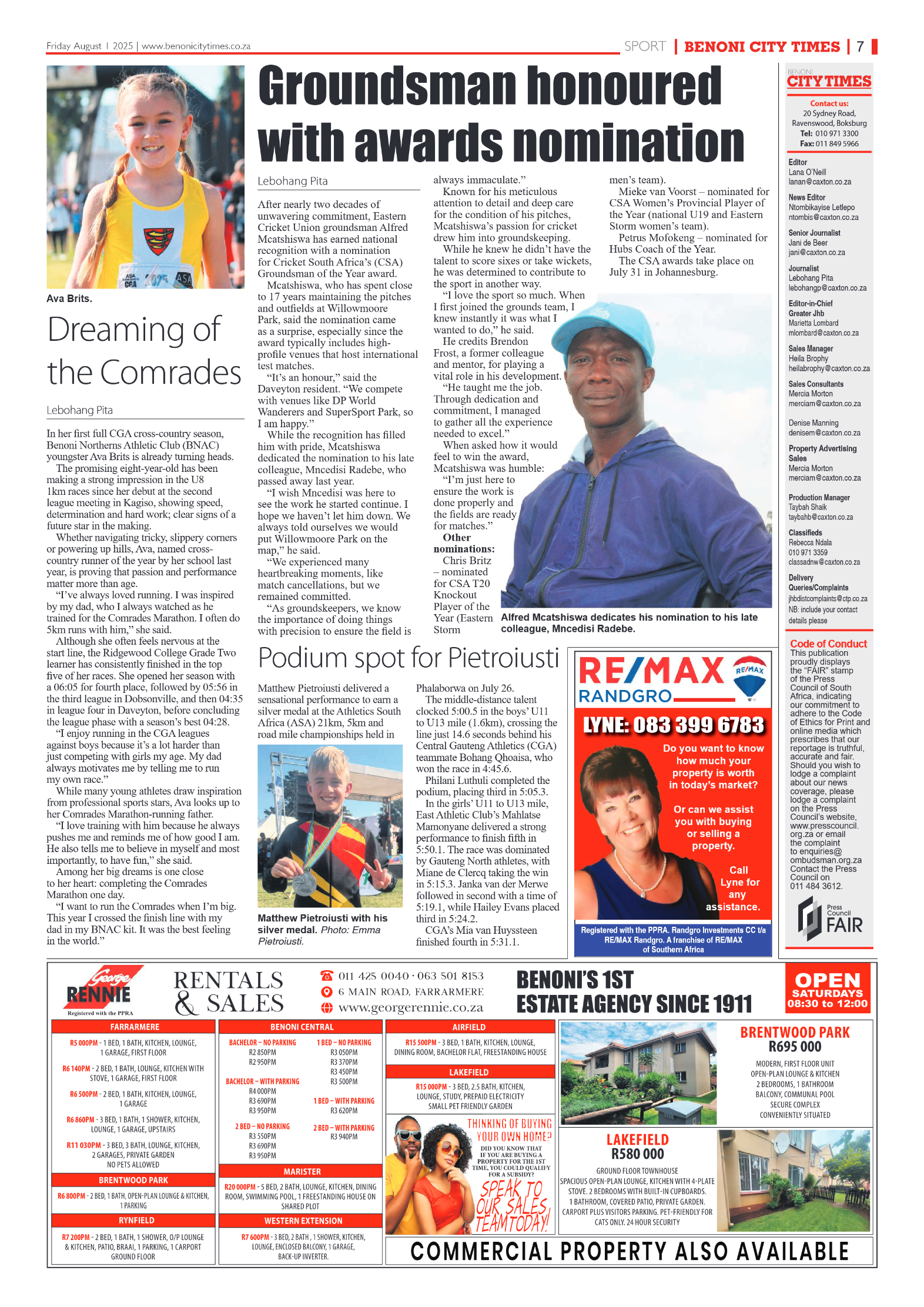 Benoni City Times 1 August 2025 page 15