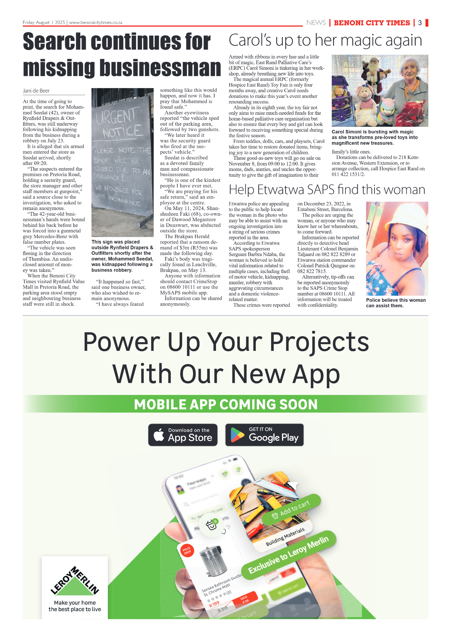 Benoni City Times 1 August 2025 page 3