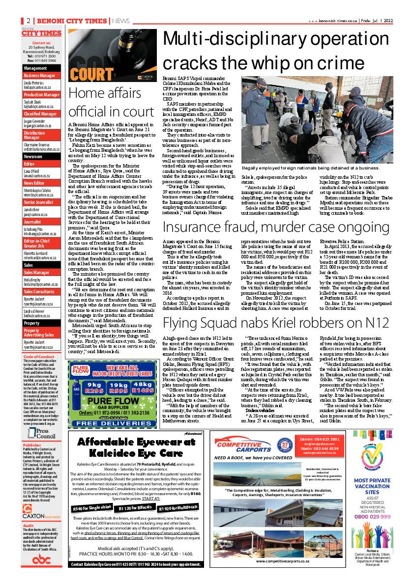 Benoni City Times 1 July 2022 page 2