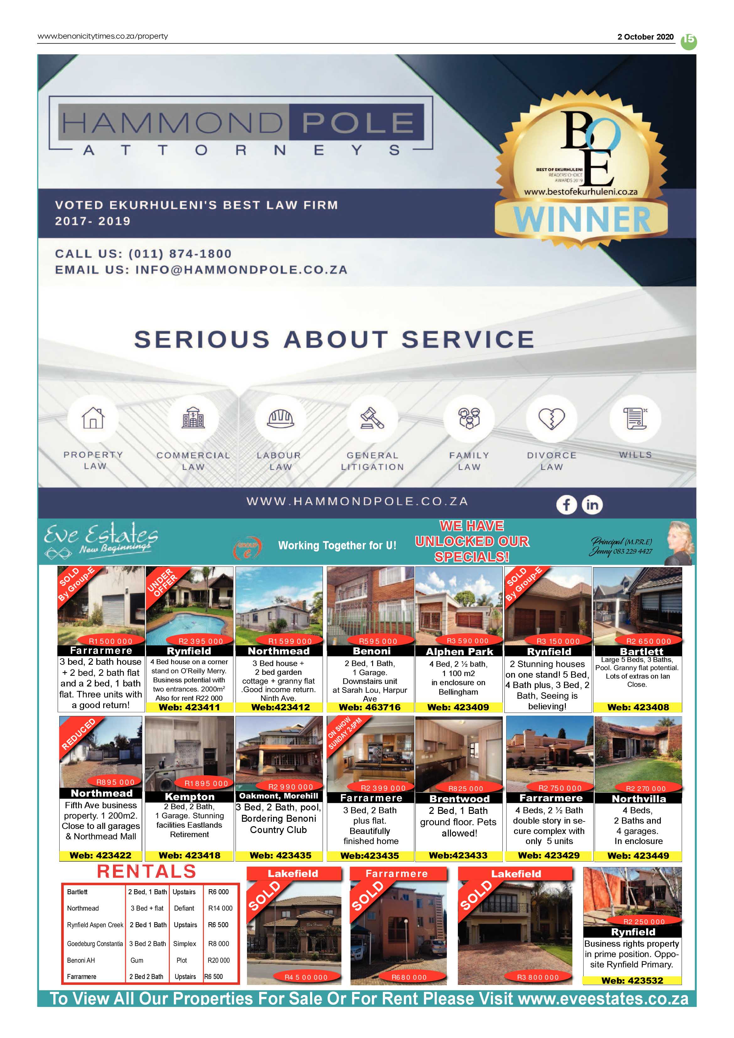 Benoni City Times 1 October 2020 page 15