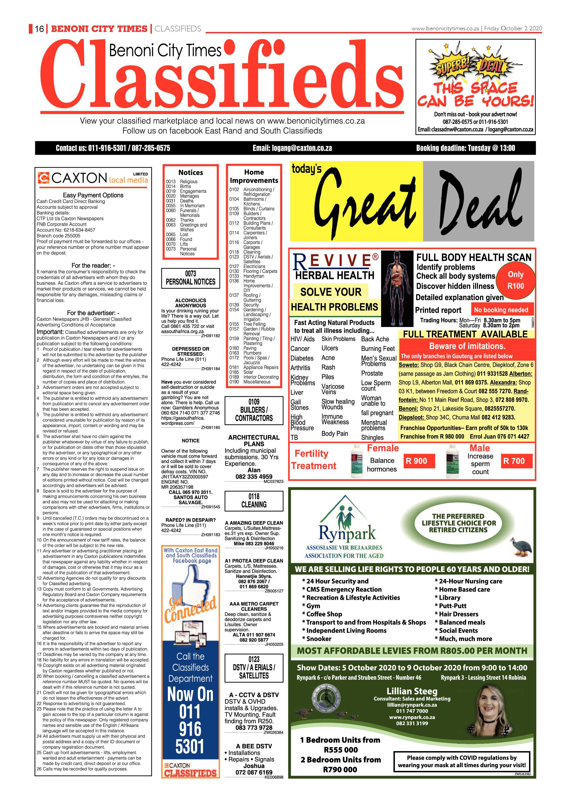 Benoni City Times 1 October 2020 page 16